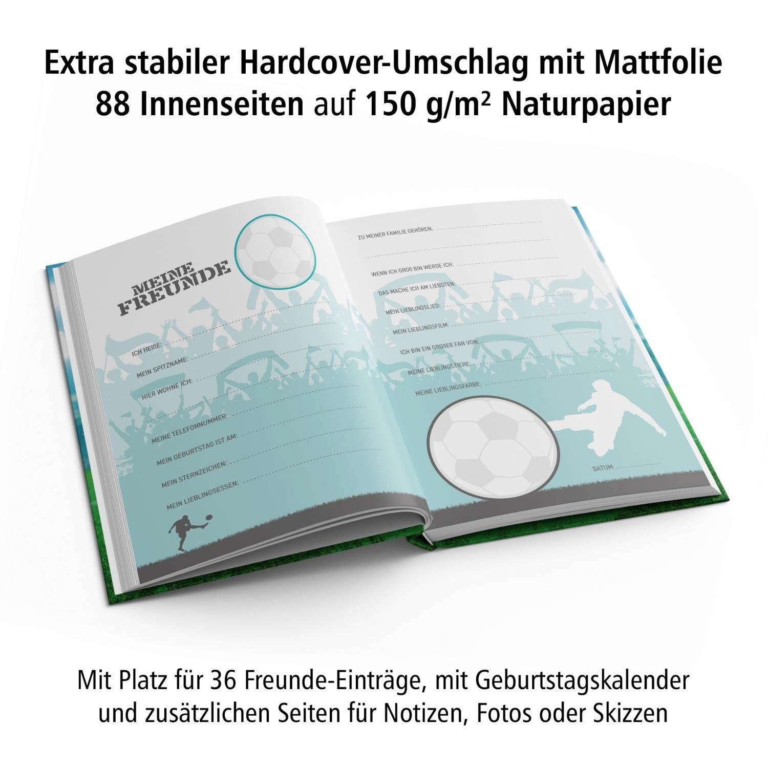 itenga Notizbuch itenga Freundebuch Fußball DIN A5, 88 Seiten 150g Naturpapier – Bild 2 von 4