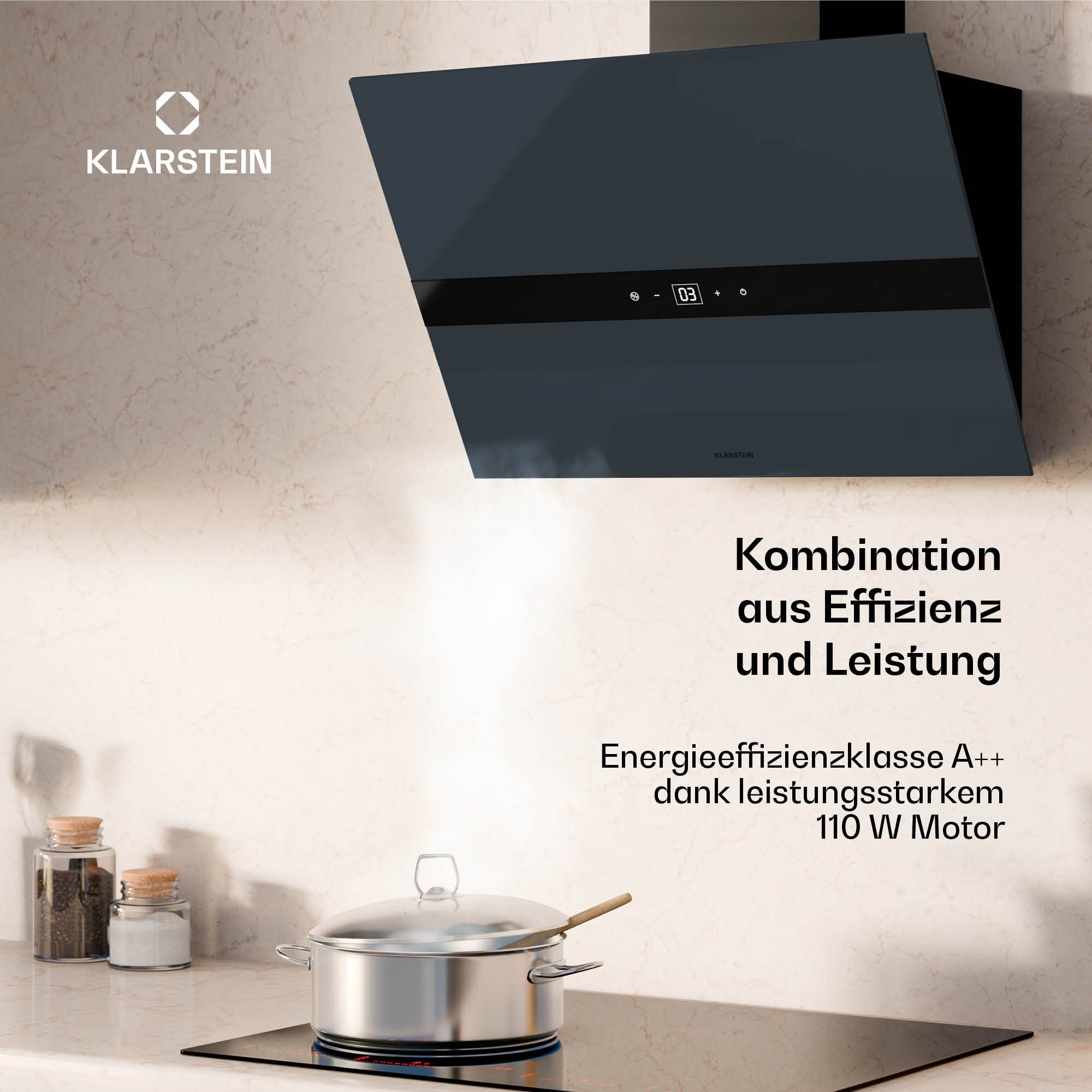 Klarstein Deckenhaube WiFusion 60 Dunstabzugshaube Abzughaube Abluft Umluft LED Wifi App – Bild 4 von 5