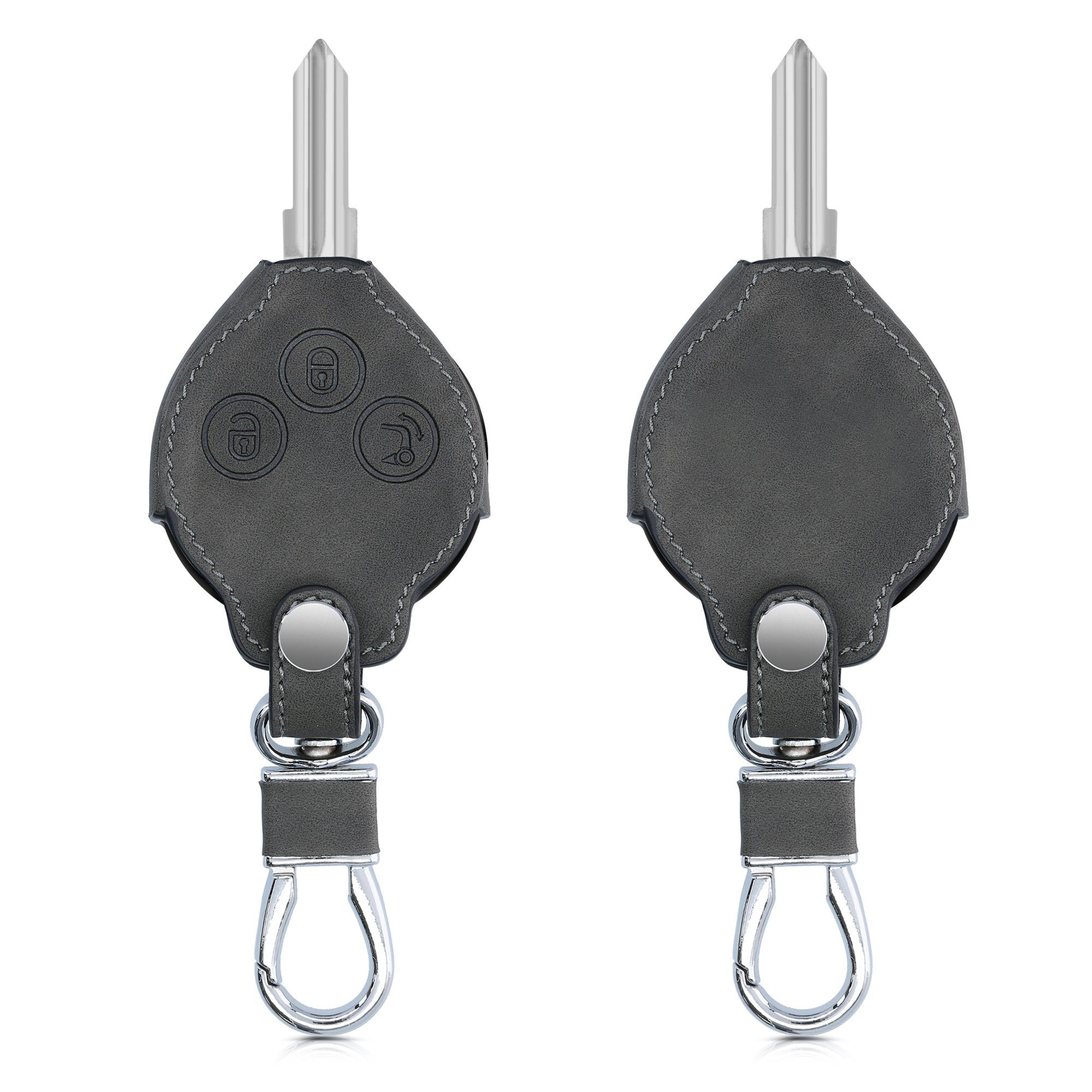 kwmobile Schlüsseltasche Autoschlüssel Kunstleder Hülle für Smart 3-Tasten  Funk Autoschlüssel, Schlüsselhülle Schlüssel Case Cover