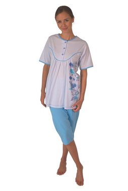 Consult-Tex Capri-Pyjama Damen Capri Schlafanzug Pyjama DF441 (Spar-Set, 1 Set) Oberteil mit Zierpaspel im Vorderteil