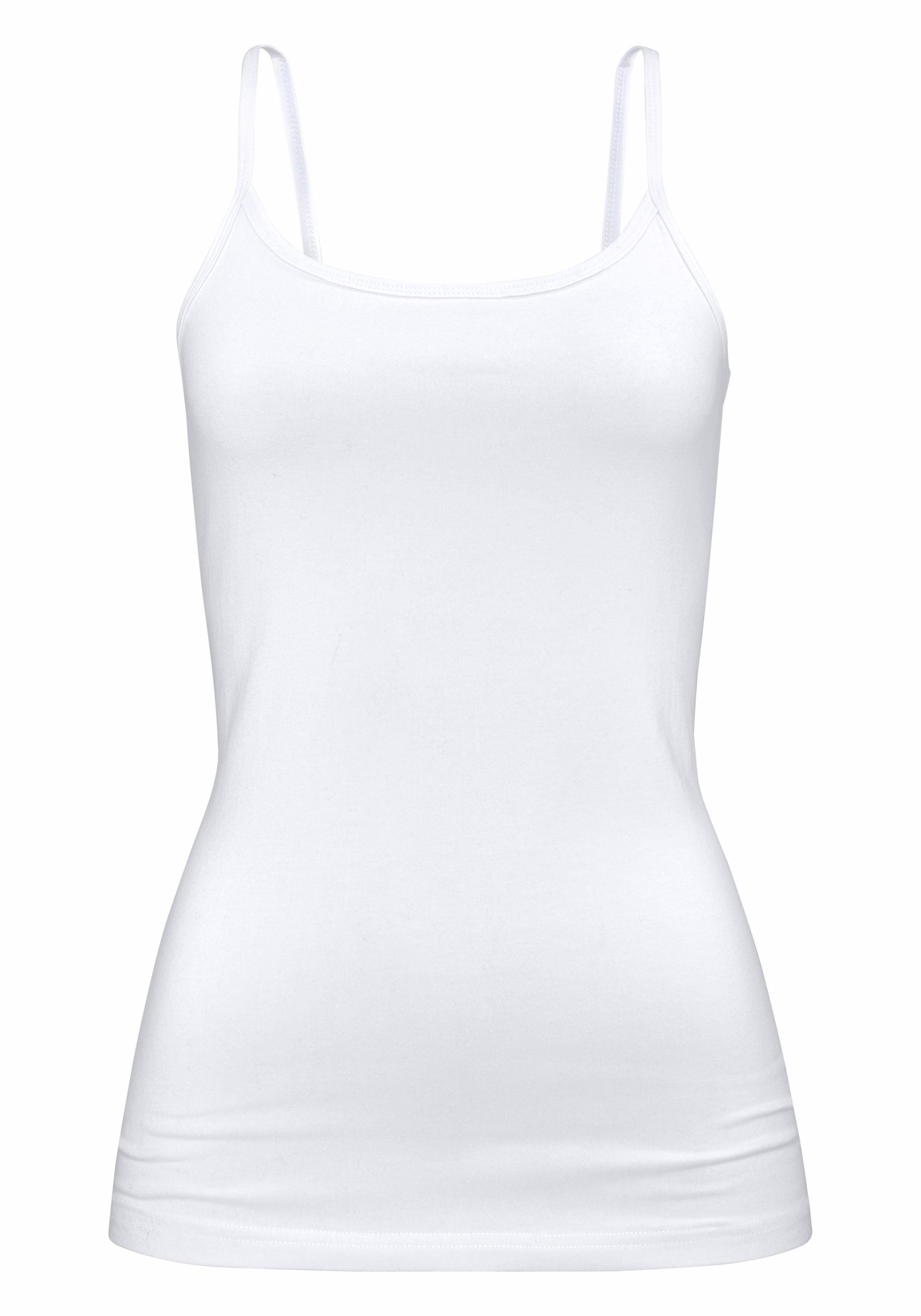 H.I.S Unterhemd elastischer Spaghettiträger-Top, marine, weiß Baumwoll-Qualität, Unterziehshirt (2er-Pack) aus