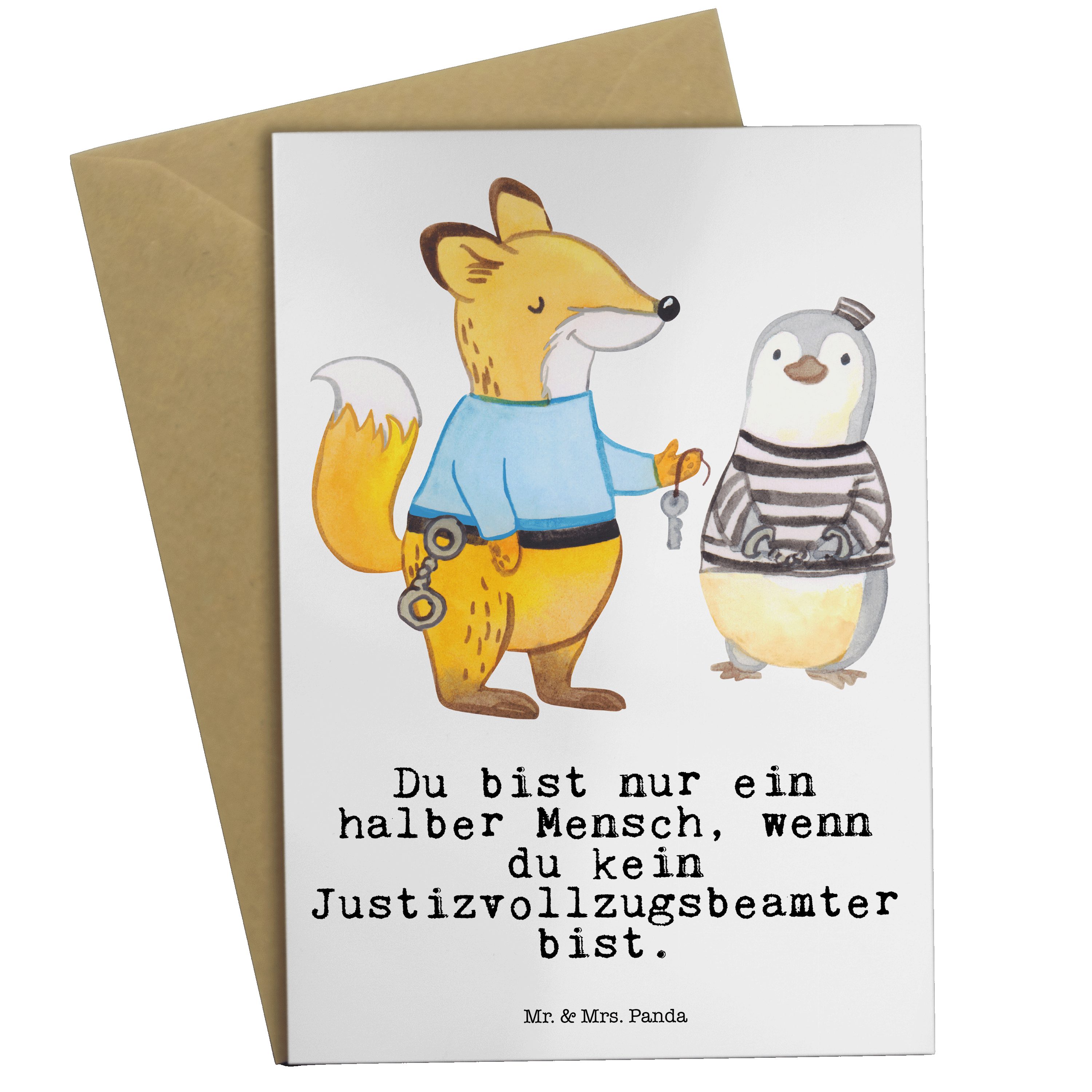 Mr. & Mrs. Panda Grußkarte Justizvollzugsbeamter mit Herz Weiß