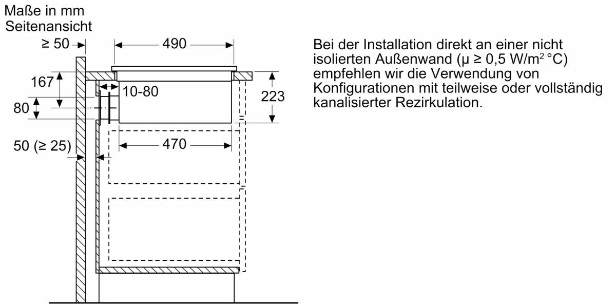 Kochfeld DirectSelect, FlexInduction, Dunstabzug BOSCH mit Flex-Zone powerMove, PXX875D57E, ProFry-Sensor,