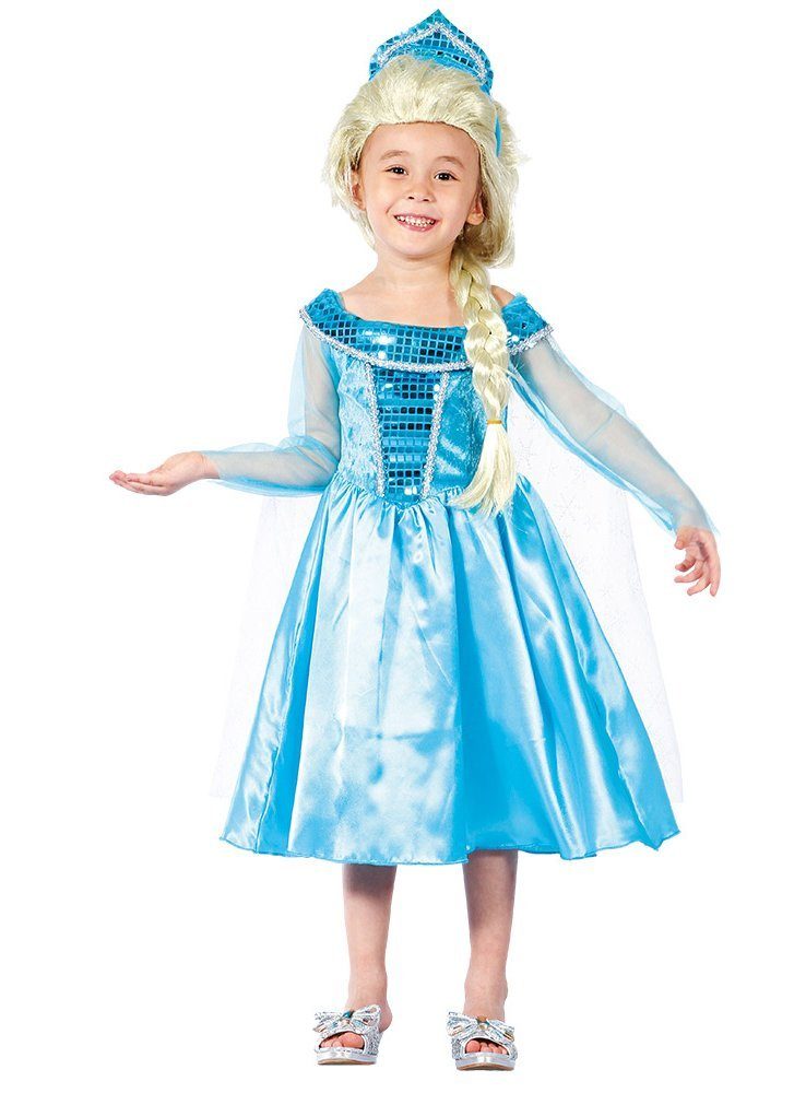 Boland Prinzessin-Kostüm Winterprinzessin Kinderkostüm, Glänzendes, hellblaues Kleid im Frozen-Look