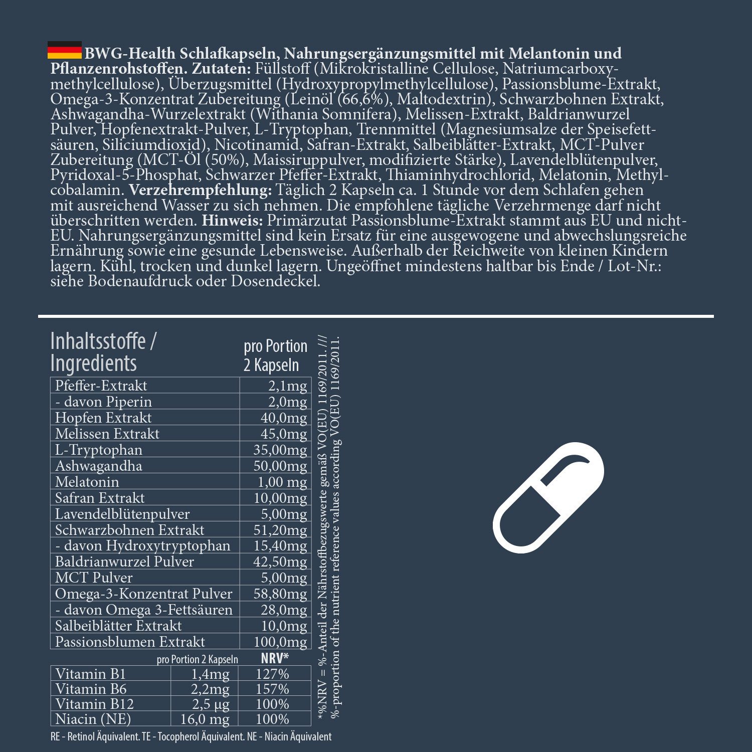 BWG Health BWG Health Schlafkapseln, 60 Kapseln - Pflanzenextrakten & B-Vitaminen Kapseln, 60 er 46 g