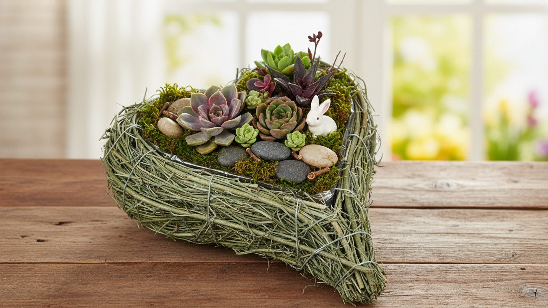 LK Trend & Style Pflanzschale Natur Herz Maria, (Das unaufdringliche Grün fügt sich harmonisch in die Umgebung ein), für jede Jahreszeit ein wunderschöner Hingucker