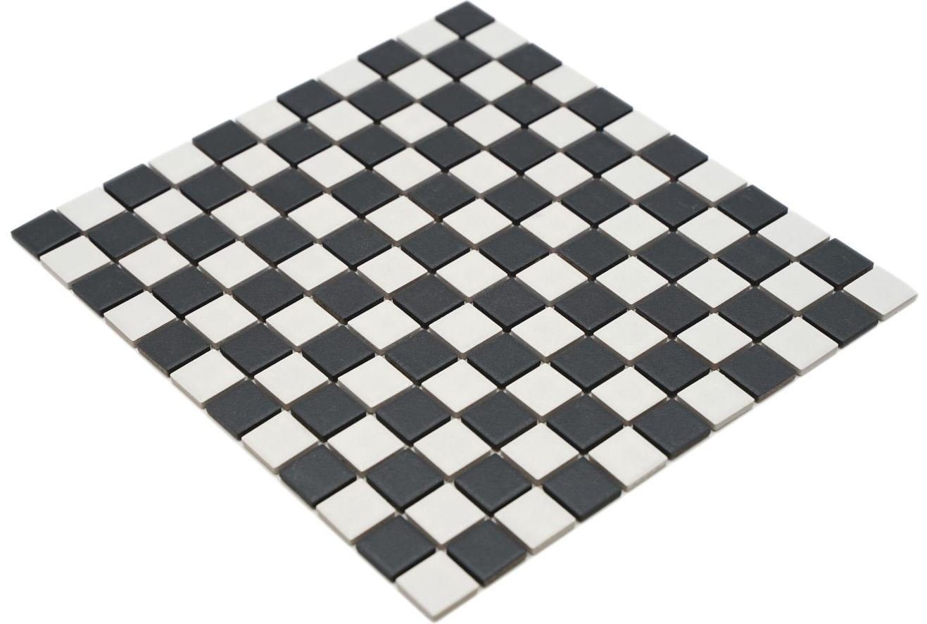 Mosani Mosaikfliesen Keramik Mosaik RUTSCHSICHER schwarz weiß matt unglasiert BODENFLIESE
