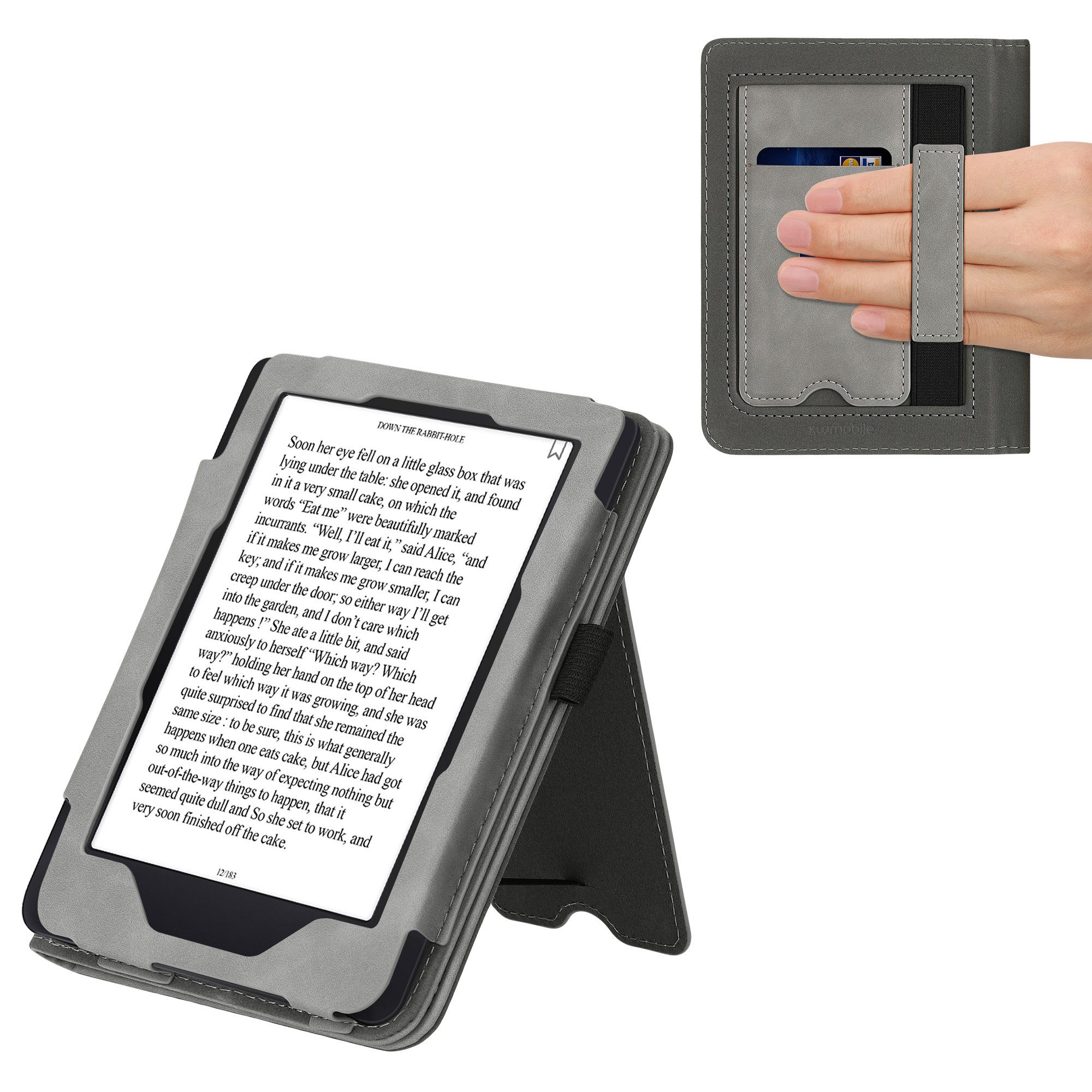kwmobile E-Reader-Hülle Schutzhülle für Tolino Shine 3, Handschlaufe - Cover Herz Brush Design