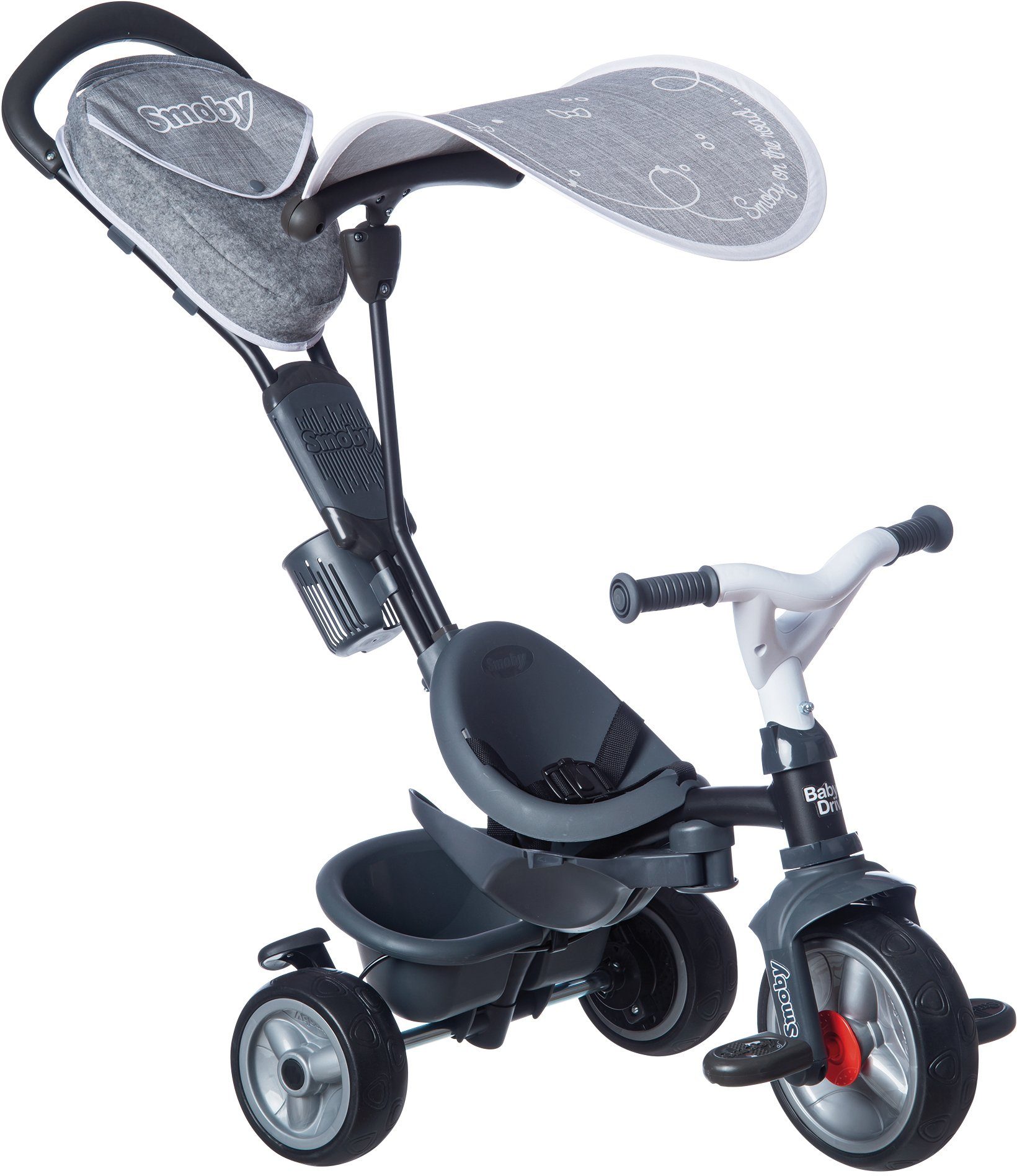 Smoby Dreirad Baby Driver Plus, Grau, Made in Europe, 3in1 Dreirad »Baby  Driver Plus, Grau« mit abnehmbarer Schubstande