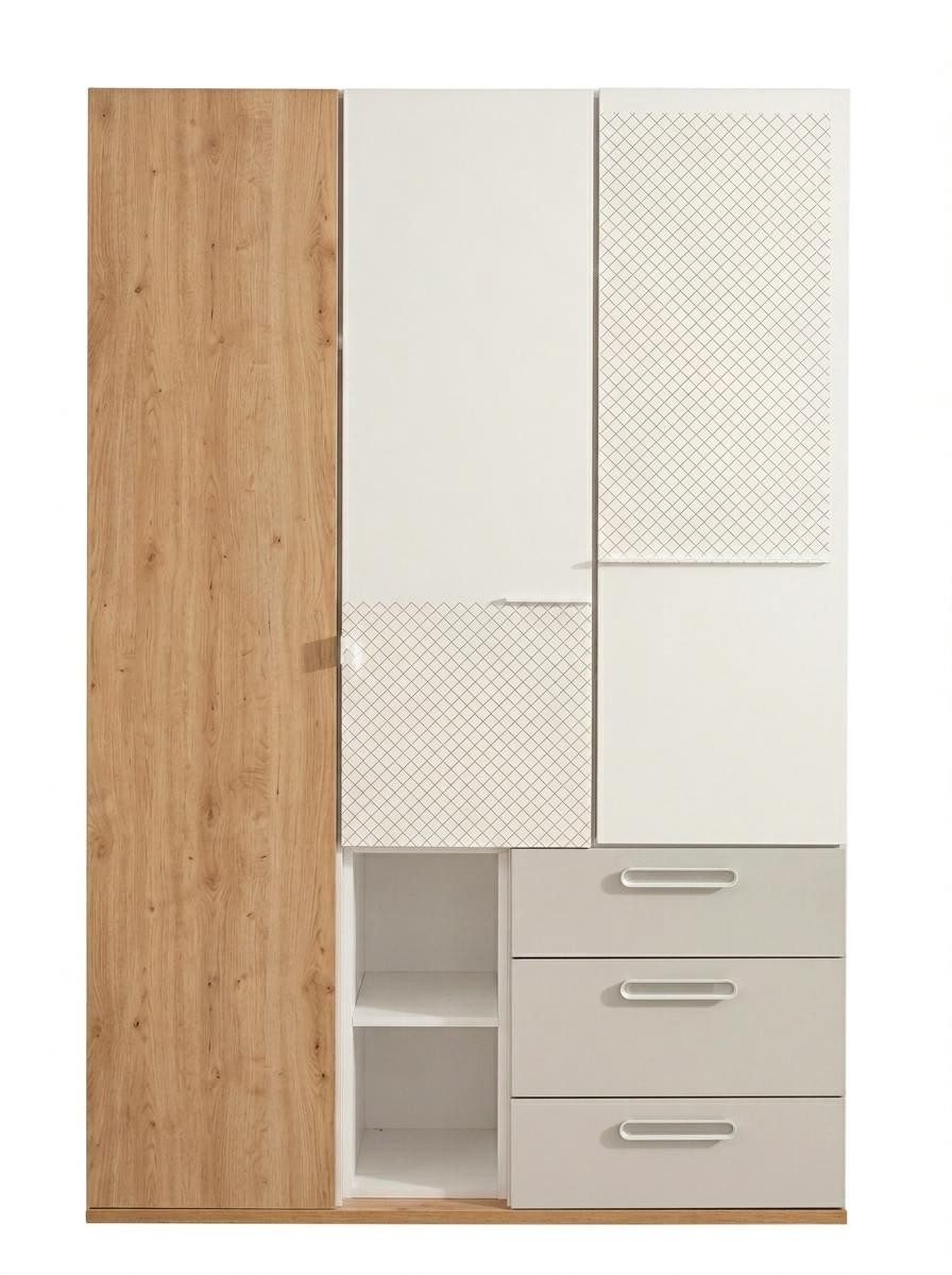 Xlmoebel Kleiderschrank Grau-brauner 3-türiger Kleiderschrank für modernes Schlafzimmer