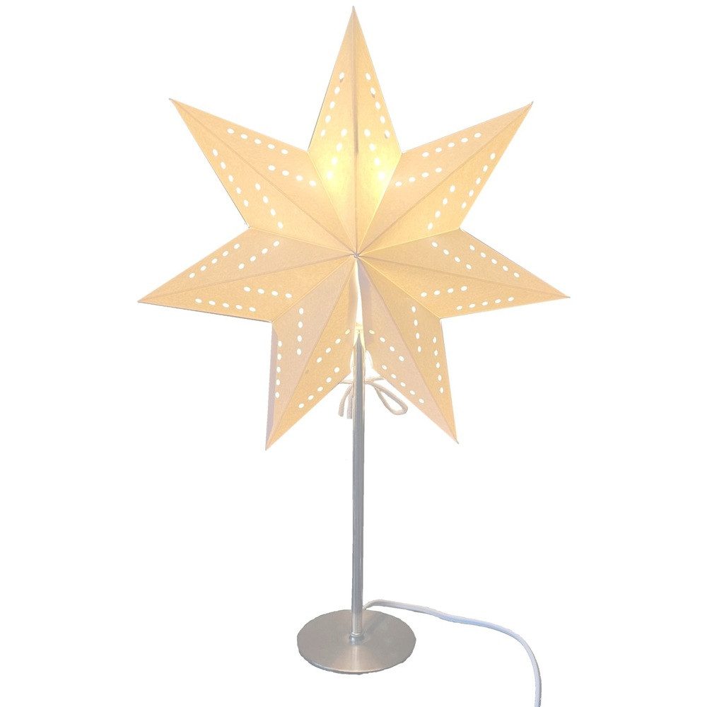 Seasonals Tischleuchte 1053 Leuchter "Stellar" creme Edelstahl E14 mit Schalter Zuleitung 1,8