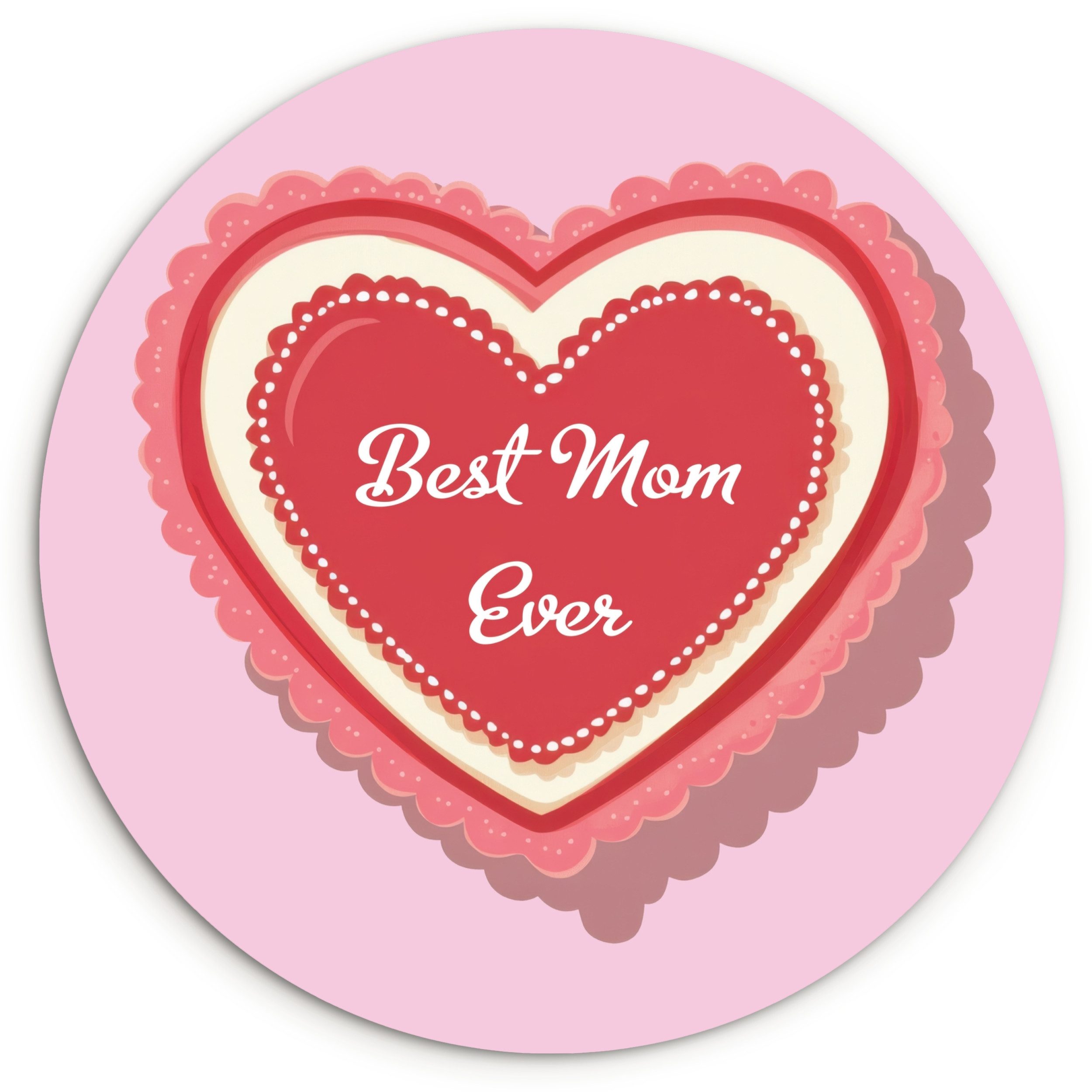 MuchoWow Gemälde Text - Herz - Mutter - Rosa, Fotodruck (1 St), Kreis Wanddekoration, Rundes Wandbild, 30x30 cm