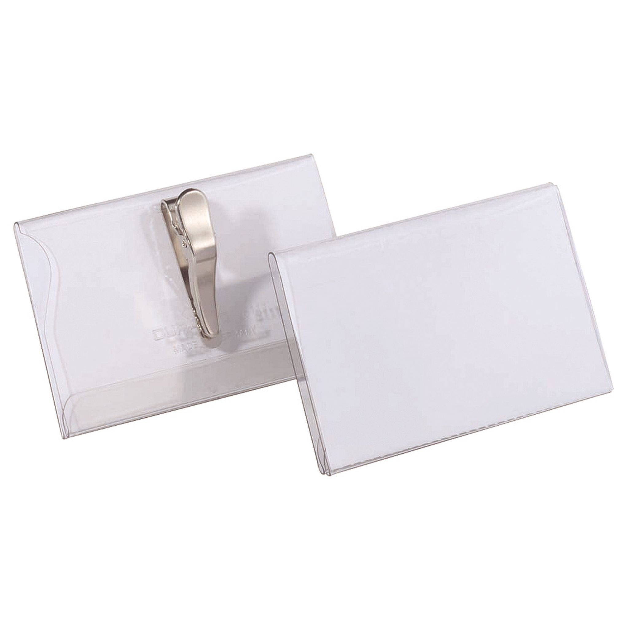 Etikett Durable Namensschild 54x90mm tr 25St mit Krokoklemme