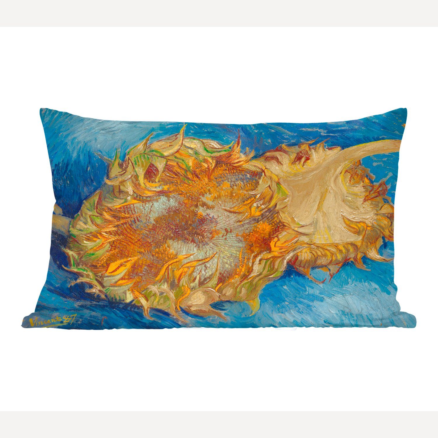 MuchoWow Dekokissen Zwei Sonnenblumen - Vincent van Gogh, Wohzimmer Dekoration, Zierkissen, Dekokissen mit Füllung, Schlafzimmer