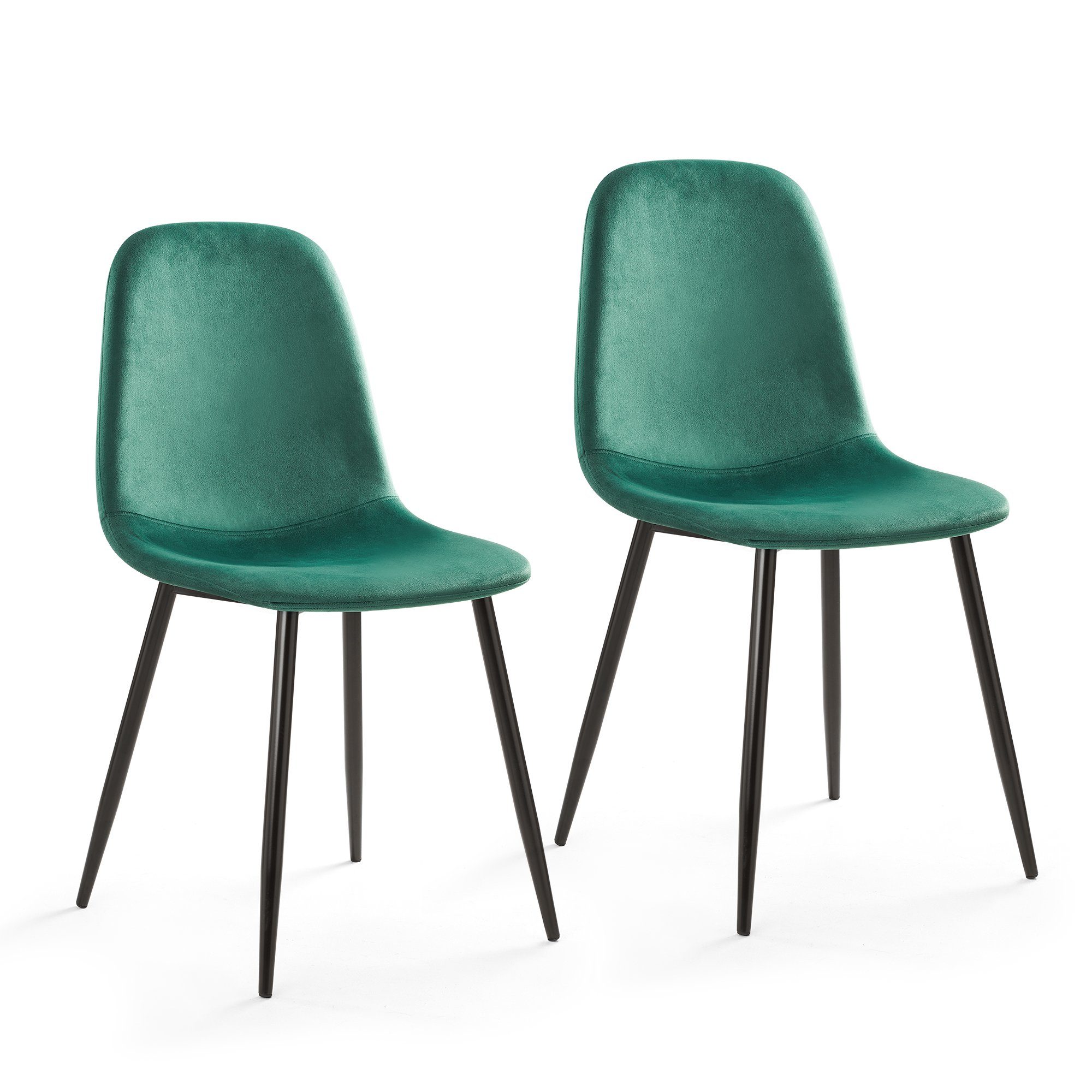 Mondeer Esszimmerstuhl Samt Esszimmerstühle (2/4 St), mit Metallfüßen und Polsterung, 43,5 x 53 x 85 cm, Hellgrau/Grün Grün | Grün