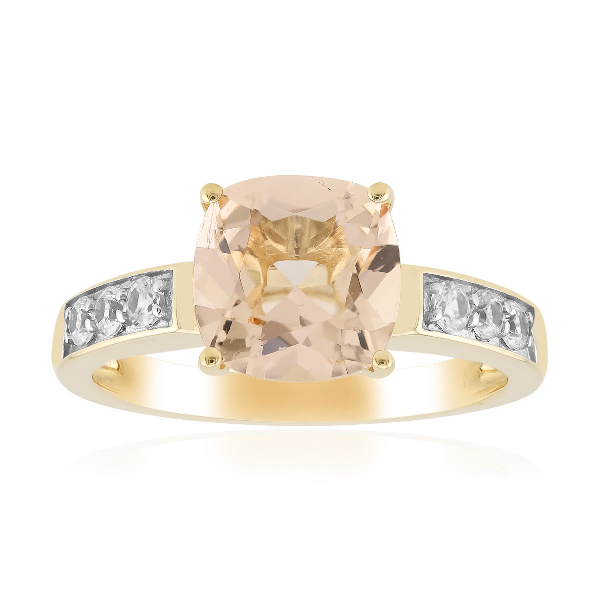 Cavill Goldring Cavill Morganitring 1,585 ct, 9 Karat Gelbgold, 6 Zirkone, verstellbar (1-tlg)