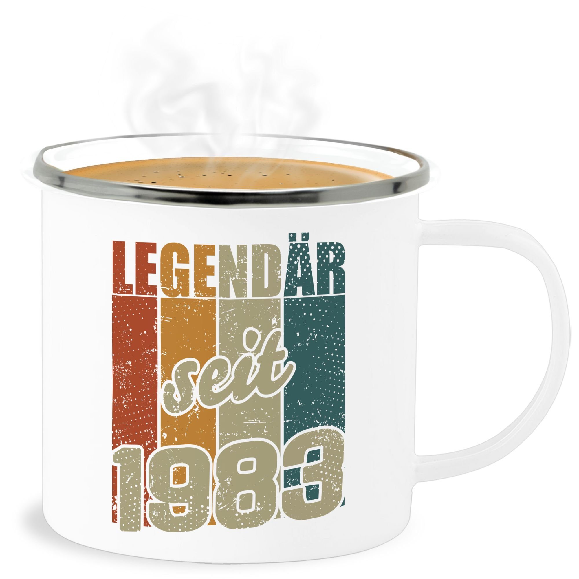 Shirtracer Becher Legendär seit 1983 - Vintage Farben, Stahlblech, 40. Geburtstag Tasse 3 Weiß Silber
