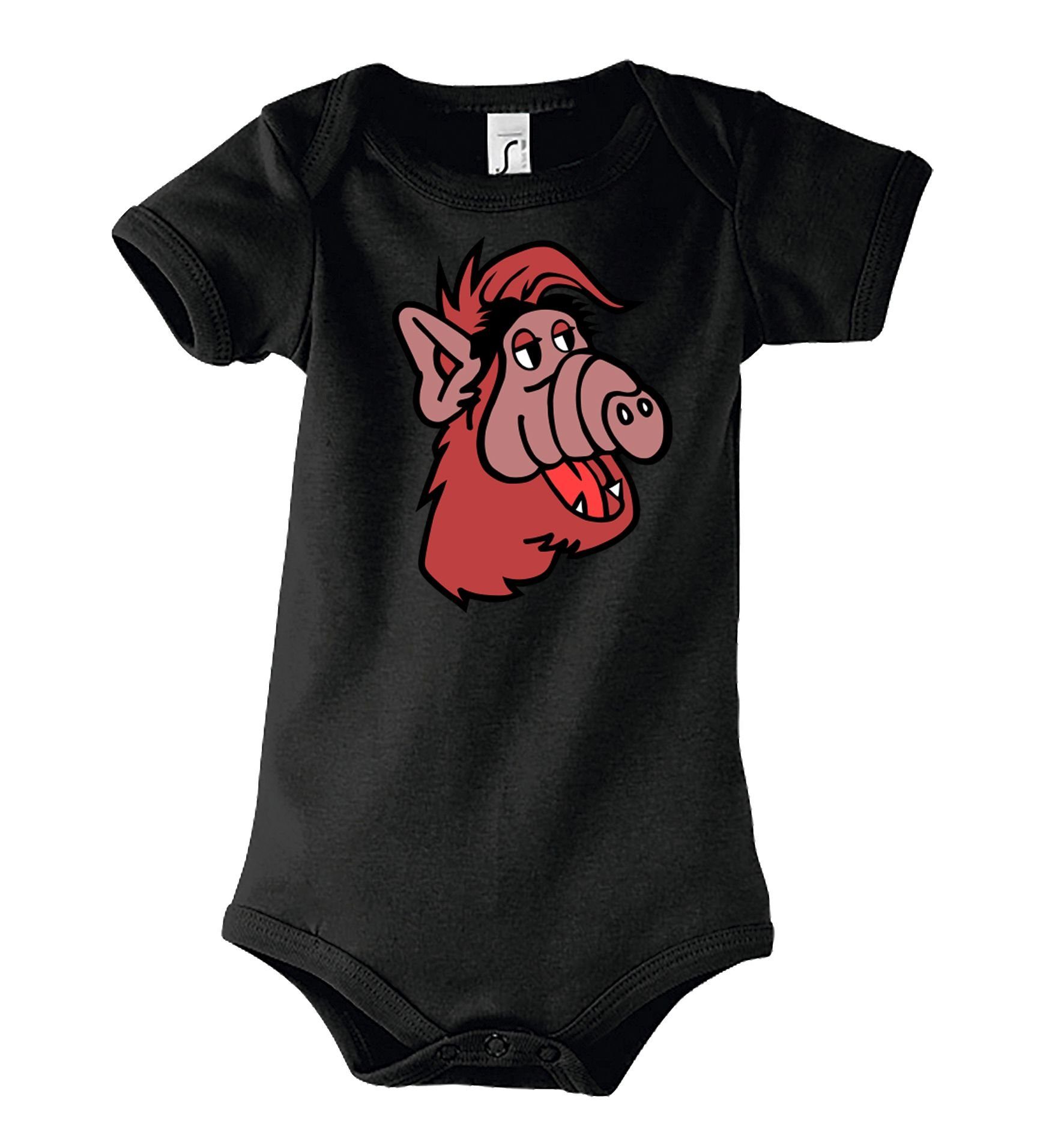 Youth Designz Strampler Baby Body Strampler Alf in tollem Design, mit Frontprint Schwarz