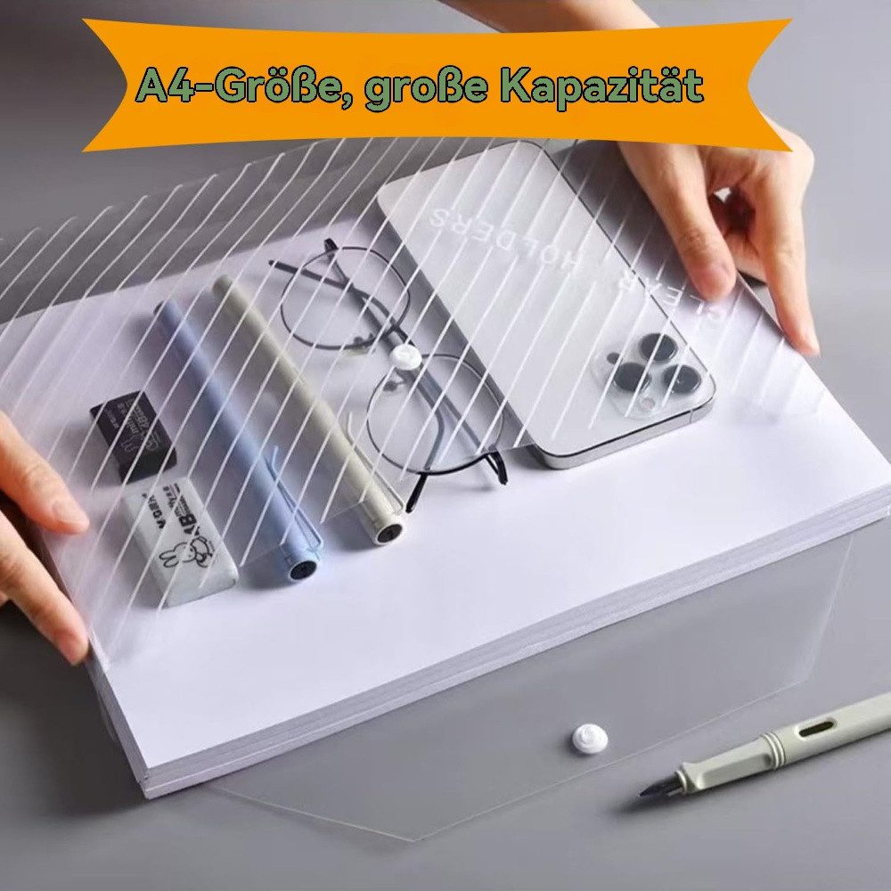 Blusmart Dokumententasche A4 Transparente Datei Tasche mit Schnappverschluss (Student Organizer Informationen Tasche, 10-tlg., Ordner Schreibwaren), Für Dokumenten, Umschlägen, Briefen, Quittungen usw.