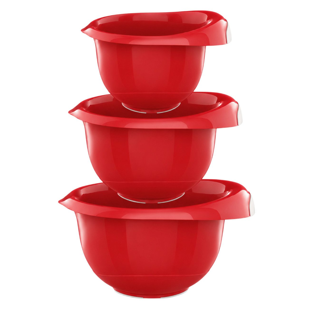Engelland Rührschüssel 3er Set Backschüsseln mit Griff, Salatschüsseln, Kunststoff, (Vorteils-Set, 3-tlg), robust, BPA-frei, stapelbar, rutschfeste Silikonfüße, Einhandausguss