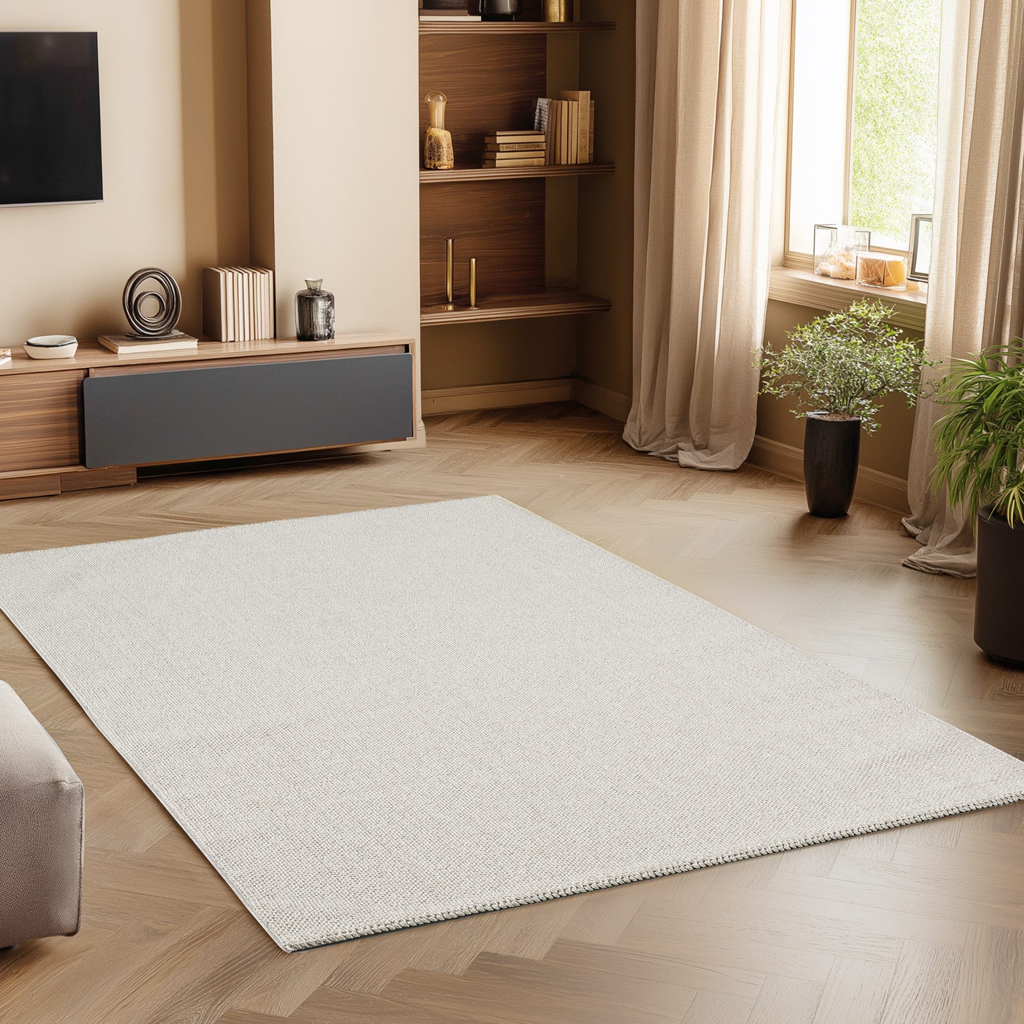 SIMPEX24 Teppich Unicolor, Rechteckig, Höhe: 7 mm, Schlingenteppich Schlafzimmer Einfarbig Meliert Design