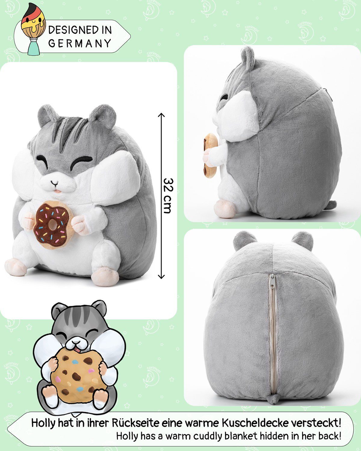 Corimori Kuscheltier XL Hamster Kuscheltier mit flauschiger Decke (Geschenk günstig online kaufen