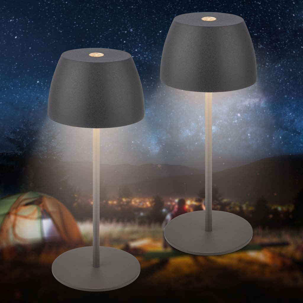 Briloner Leuchten Tischleuchte 2x LED Akku Tischlampe kabellos Anthrazit 20 günstig online kaufen