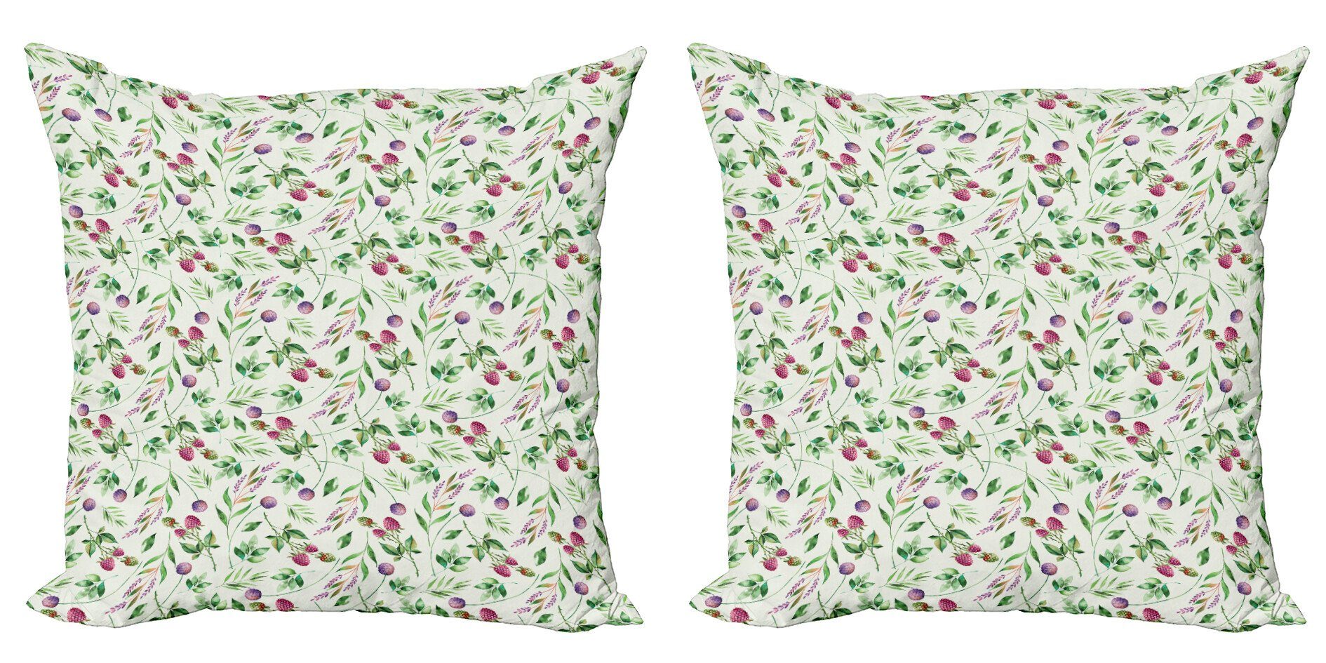Kissenbezüge Modern Accent Doppelseitiger Digitaldruck, Abakuhaus (2 Stück), Garten Himbeerblätter Blütenblätter