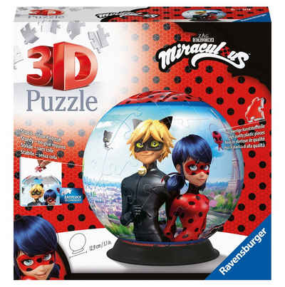 Ravensburger 3D-Puzzle 72 Teile Ravensburger 3D Puzzle Ball Miraculous 11167, 72 Puzzleteile