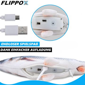 MAVURA Tier-Aktivitätsspiel FLIPPOX zappelnder elektrischer Fisch Set Interaktiv Katzenspielzeug, Spielzeug Selbstbeschäftigung Intelligenz elektrisch USB Fish