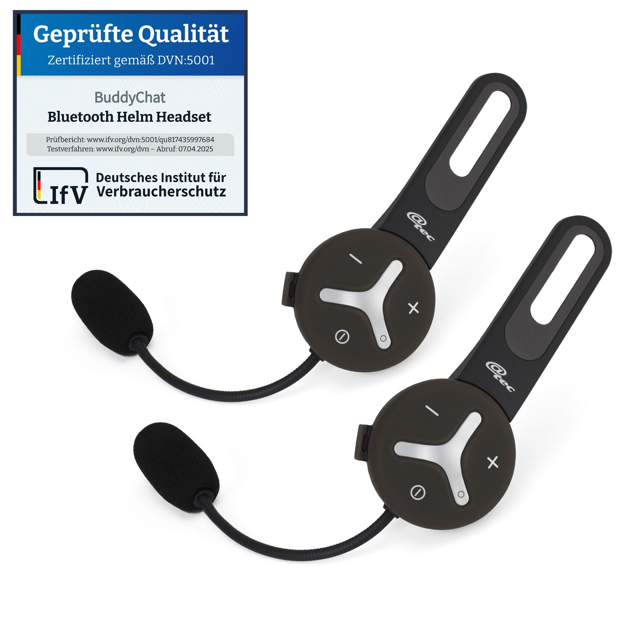 BuddyChat Buddy Chat Duo Bluetooth® Interkom Bluetooth-Kopfhörer (Bluetooth, Gegensprechanlage, bis zu 1000 m, Intercom, für 2 Teilnehmer)