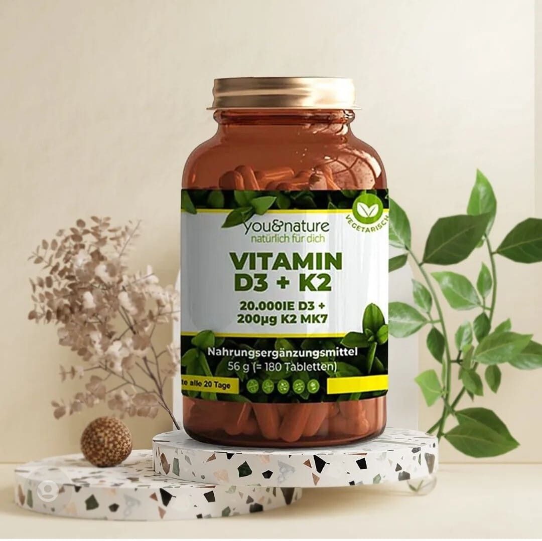 You&Nature Vitamin D3 + K2 MK7 20.000 IE + 200 µg 180 Tabletten Tabletten, 180 er 0.056 g, vegetarisch, ohne Konservierungsstoffe