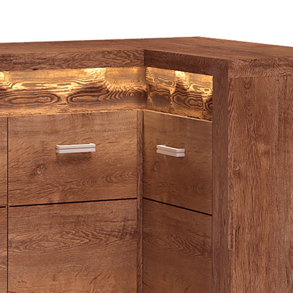 Lomadox Kommode INGENIO-161, Eckschrank Sideboard Wohnzimmerschrank modern Esche in braun