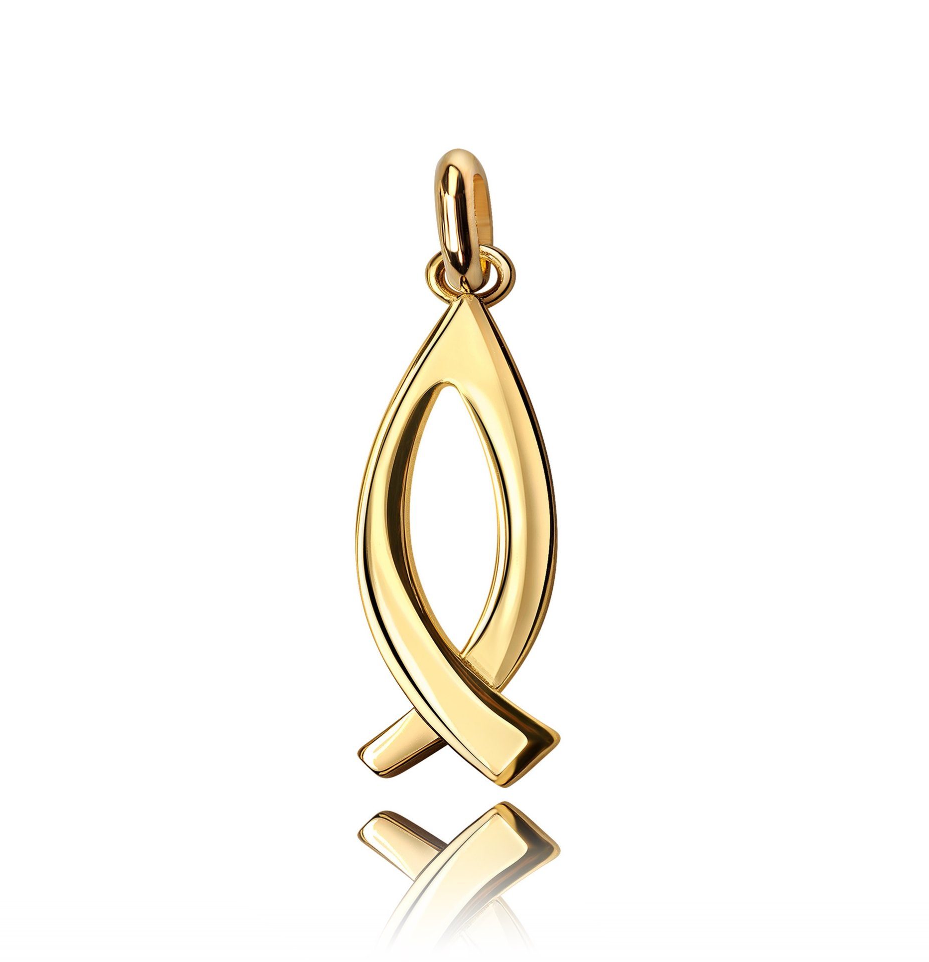 JEVELION Kette mit Anhänger Fisch Anhänger 333 Gold (Goldanhänger, für Damen und Herren), Mit Kette vergoldet- Länge wählbar 36 - 70 cm.