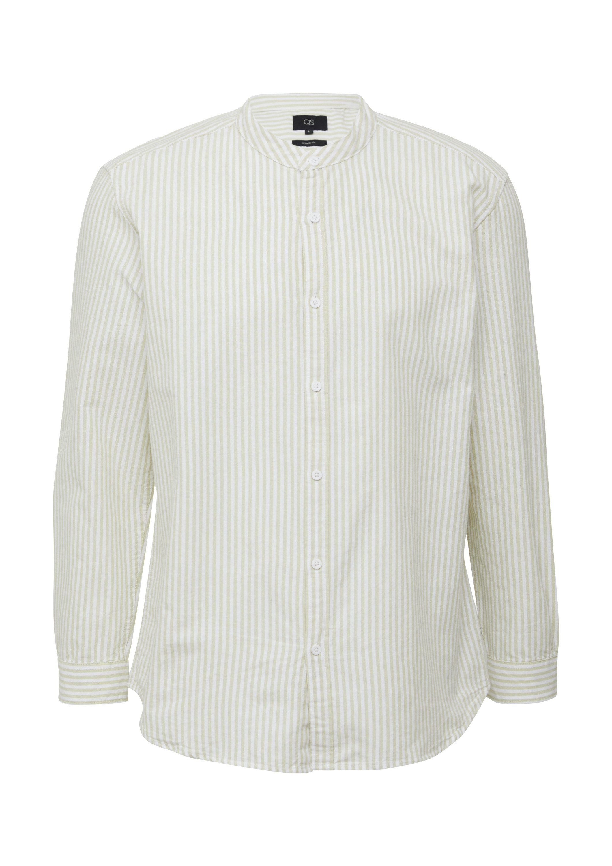 QS Langarmhemd Hemd Regular Fit: Gestreiftes Stehkragenhemd aus Baumwolle günstig online kaufen