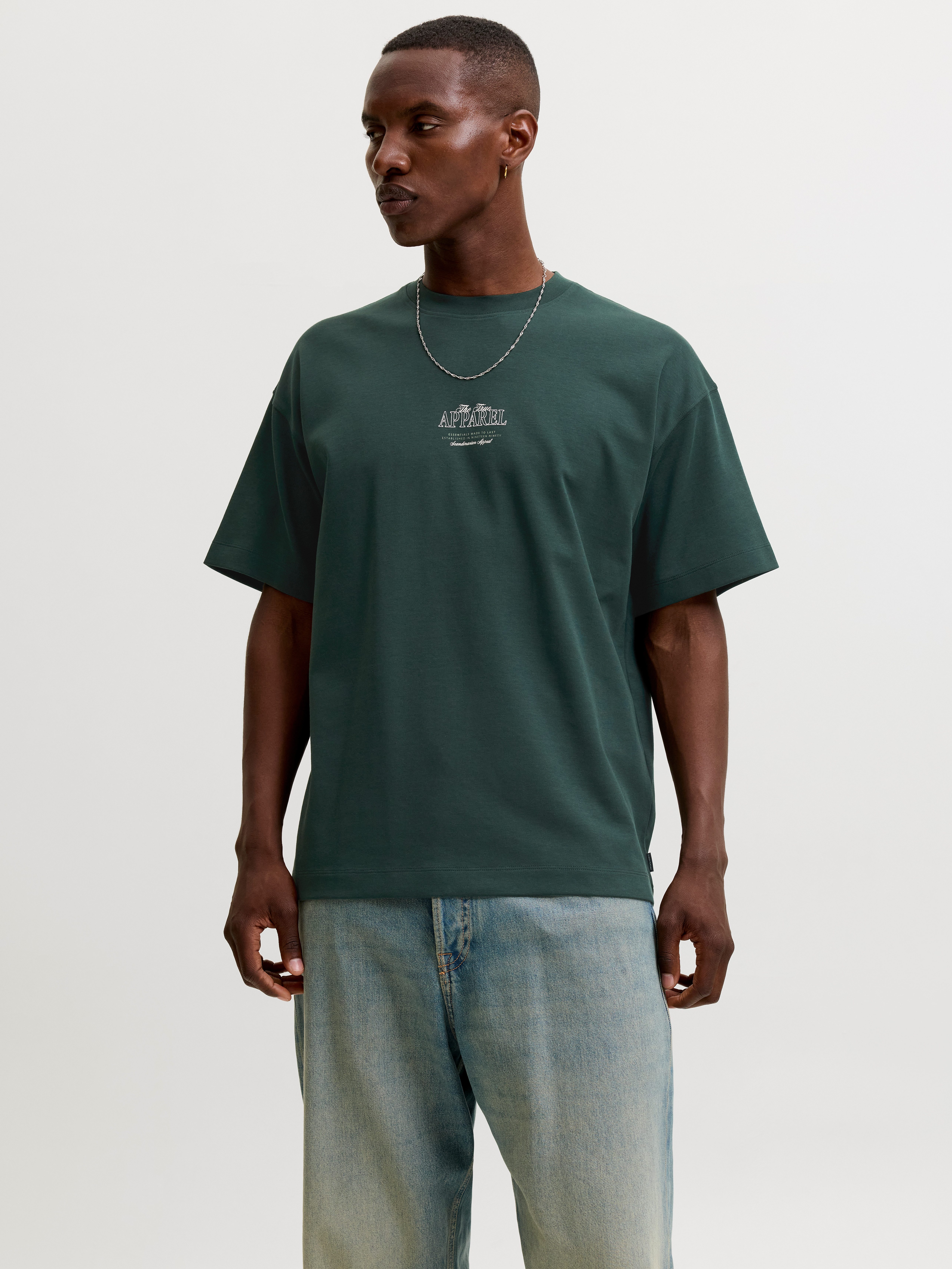 Jack & Jones T-Shirt JJEBARRON STUDIO TEE SS O-NECK SN Baumwollmischung, loose fit