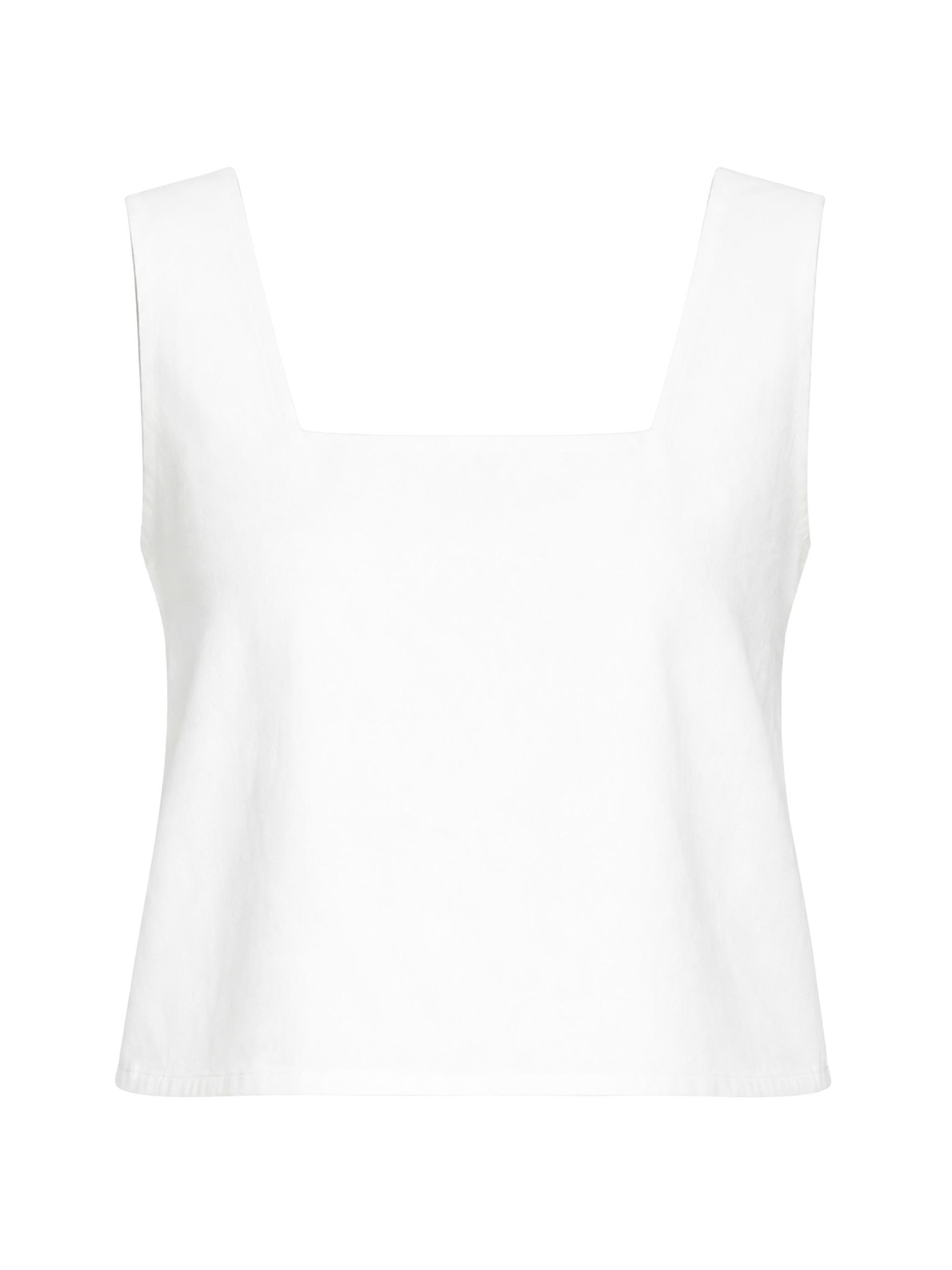 SASSYCLASSY Tanktop Cropped Top mit breiten Trägern Damen Schlichtes Top mit geradem Ausschnitt in lockerer Passform Offwhite – Bild 2 von 5
