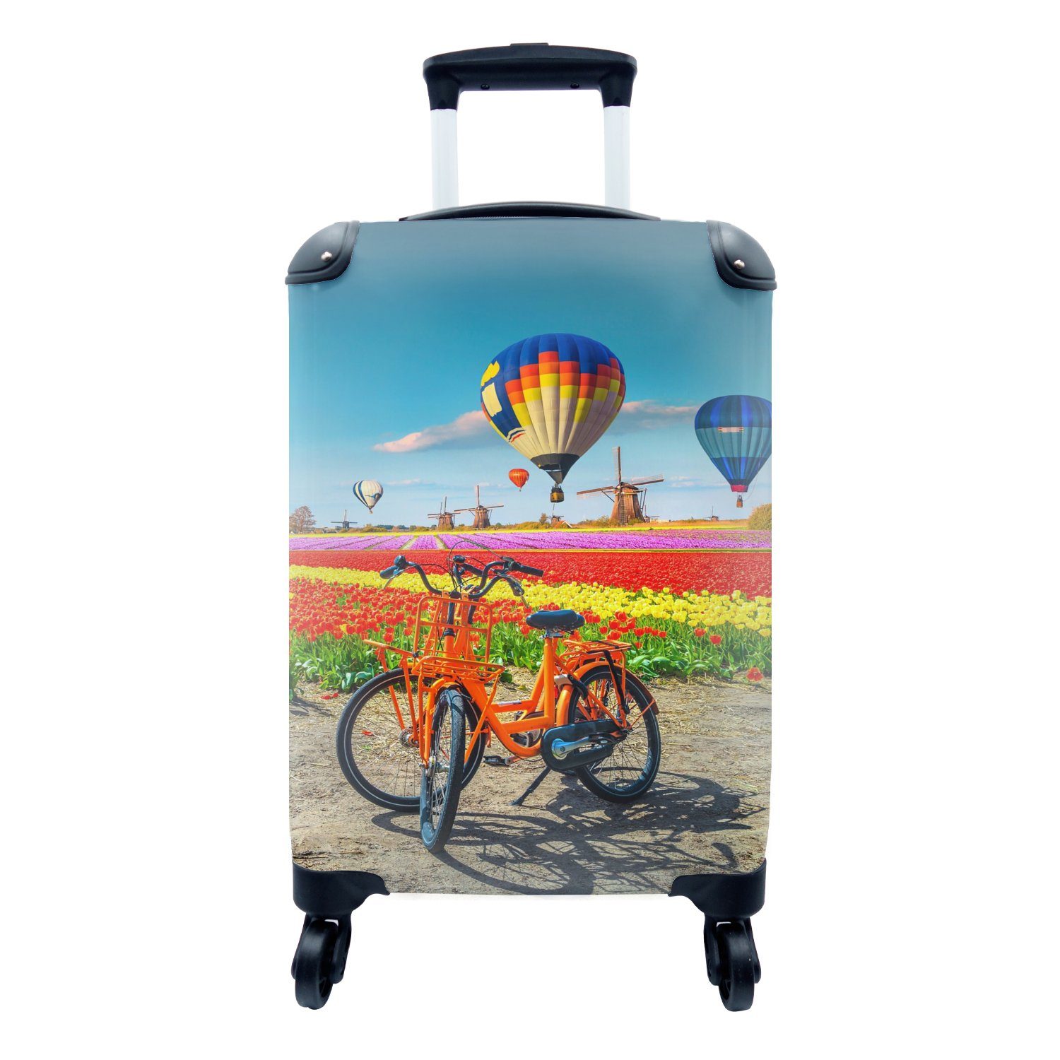 Reisekoffer Rollen, Orange Tulpen, für Handgepäckkoffer mit Heißluftballon Ferien, - Trolley, 4 MuchoWow - Reisetasche Handgepäck rollen,