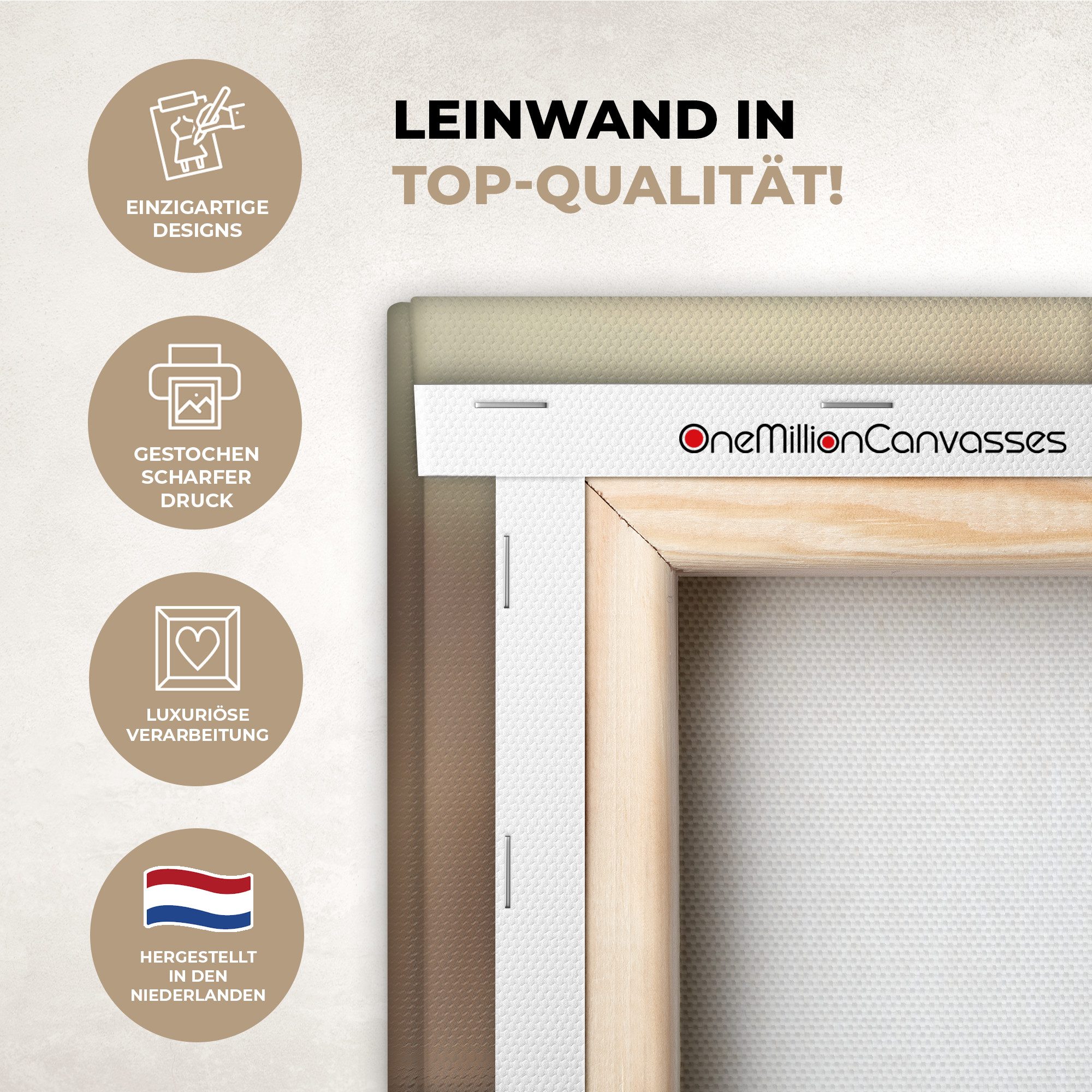 OneMillionCanvasses® Leinwandbild Löwenzahn - Beige - Natur - Blume, Fotodruck (1 St), Wandbild, Deko Schlafzimmer Wohnzimmer Flur 20x20 cm