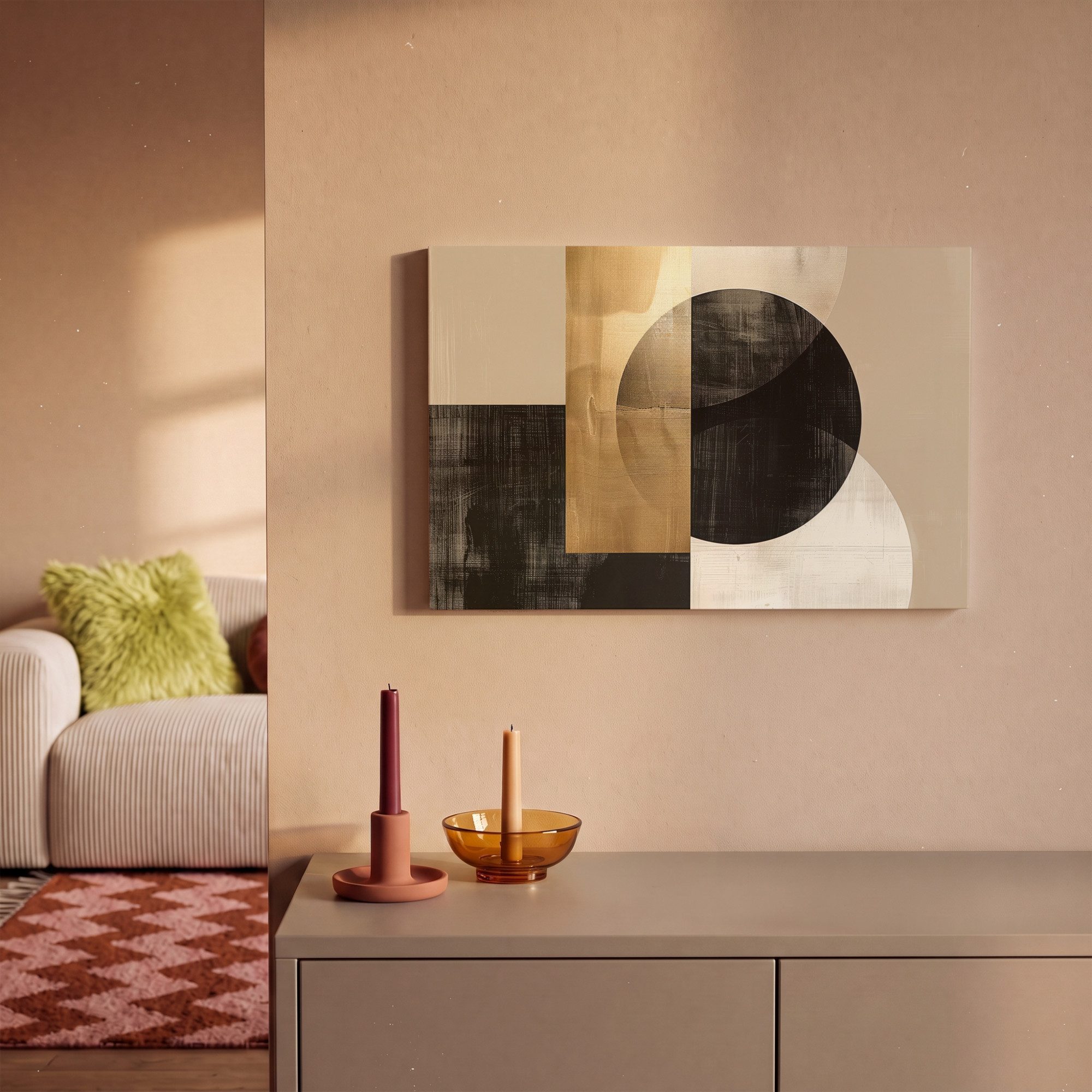 OneMillionCanvasses® Leinwandbild Abstrakt - Modern - Schwarz - Gold, Fotodruck (1 St), Leinwand Bilder Klein, Wand Dekoration Aesthetic 30x20 cm – Bild 2 von 5