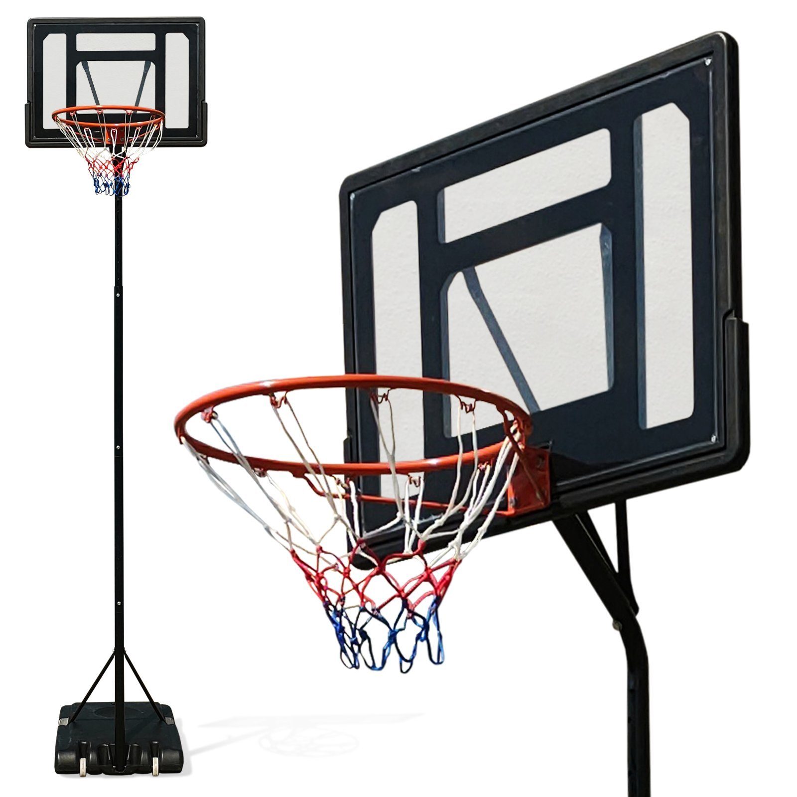 VENDOMNIA Basketballkorb Basketballkorb Basketballständer Basketballanlage (mit Ständer & Brett für Kinder & Jugendliche, höhenverstellbare Korbhöhe 230 - 305cm), Mobile Korbanlage mit Rollen für Indoor & Outdoor Schwarz | Basketballkörbe