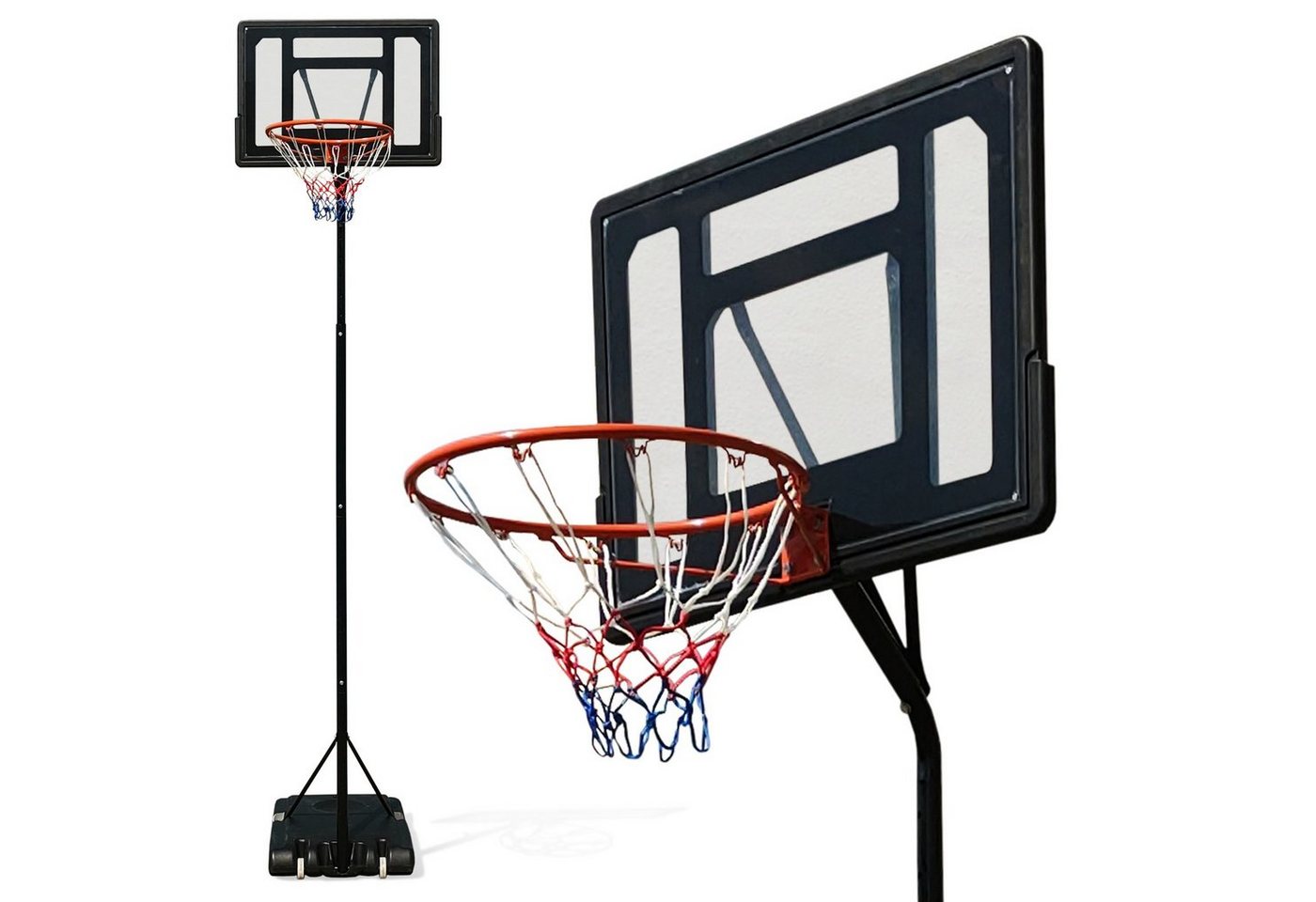 VENDOMNIA Basketballkorb Basketballkorb Basketballständer Basketballanlage (mit Ständer & Brett für Kinder & Jugendliche, höhenverstellbare Korbhöhe 230 - 305cm), Mobile Korbanlage mit Rollen für Indoor & Outdoor