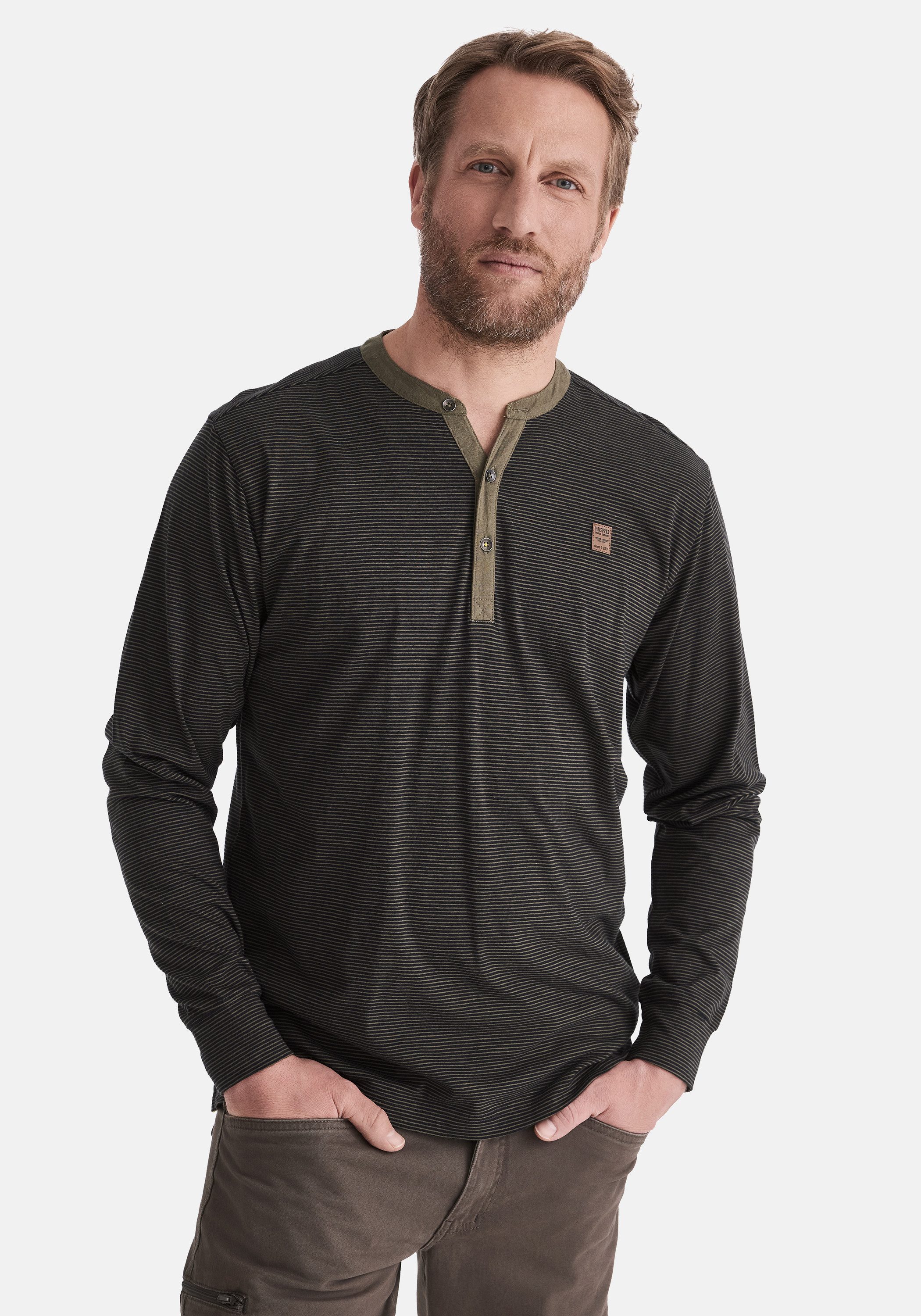 Businessshirt HANO Workwear Longsleeve Henley-Shirt