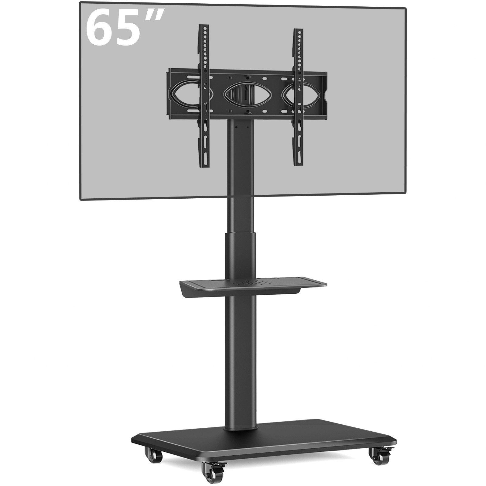 Rfiver TV-Ständer Rollbar TV Wagen auf Rollen für 26-65 Zoll Fernseher, Fernsehständer, (bis 65 Zoll, 1-tlg., drehbarer TV-Ständer​, TV Standfuß, höhenverstellbar Neigbar Max. 35 KG VESA 400x400 mm)