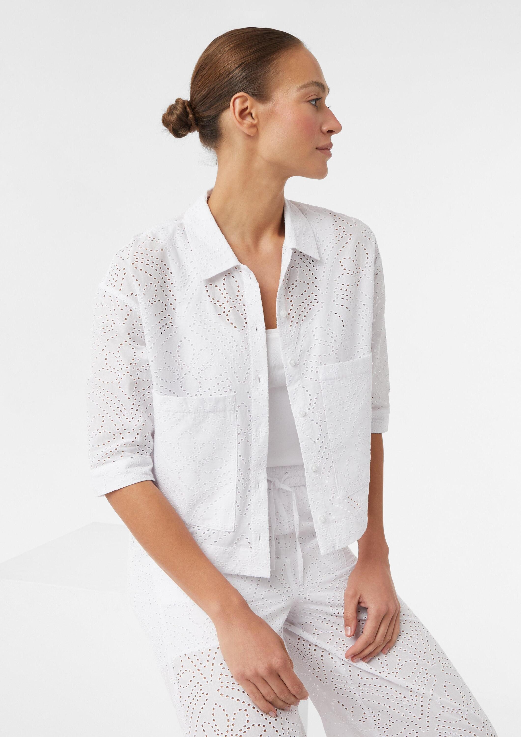 comma Kurzarmbluse Bluse Bluse mit Lochstickerei und aufgesetzten Taschen günstig online kaufen