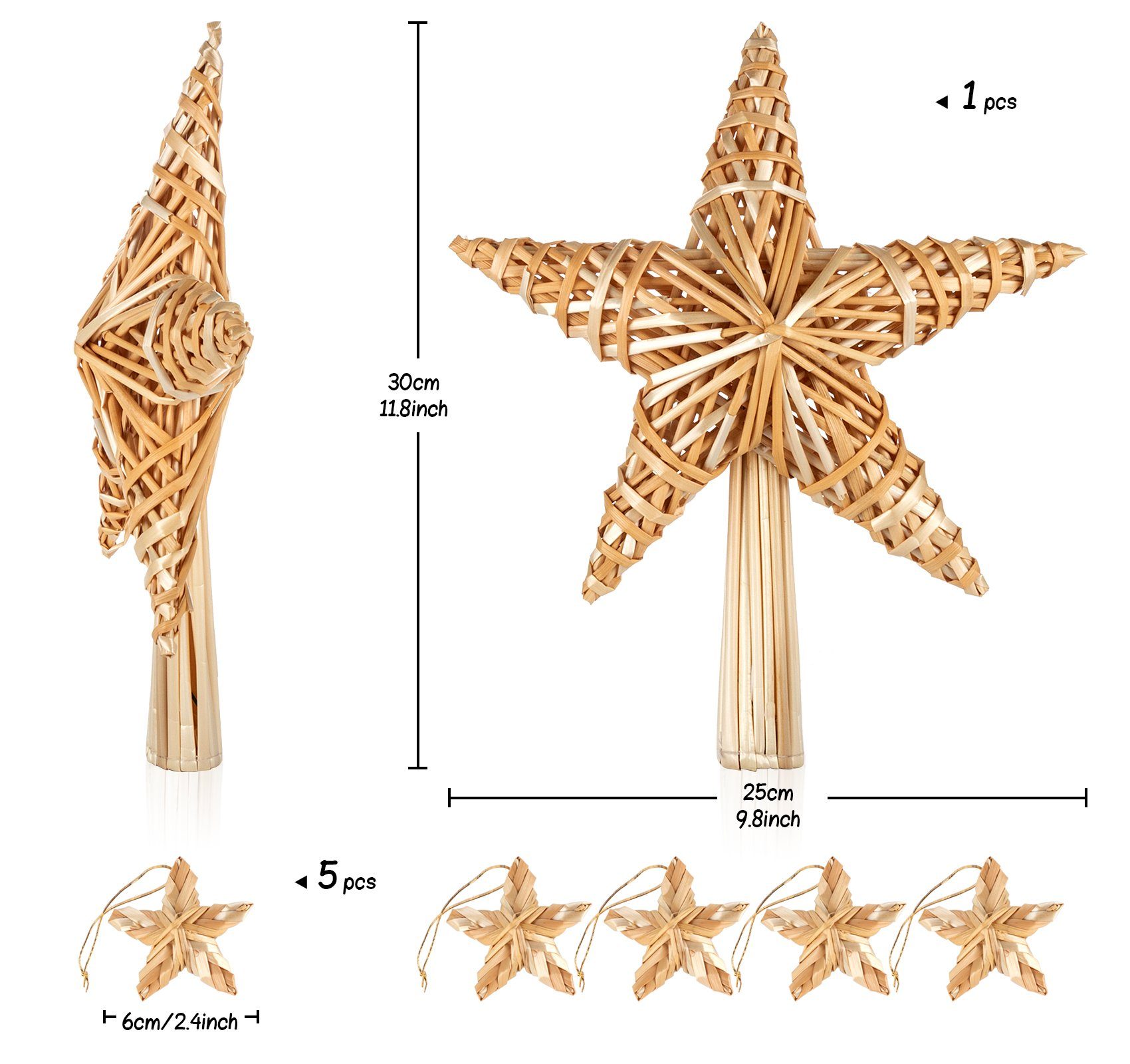 Pentagramm-Strohhalm Weihnachtsstern Christbaumspitze Baumspitze, Homewit