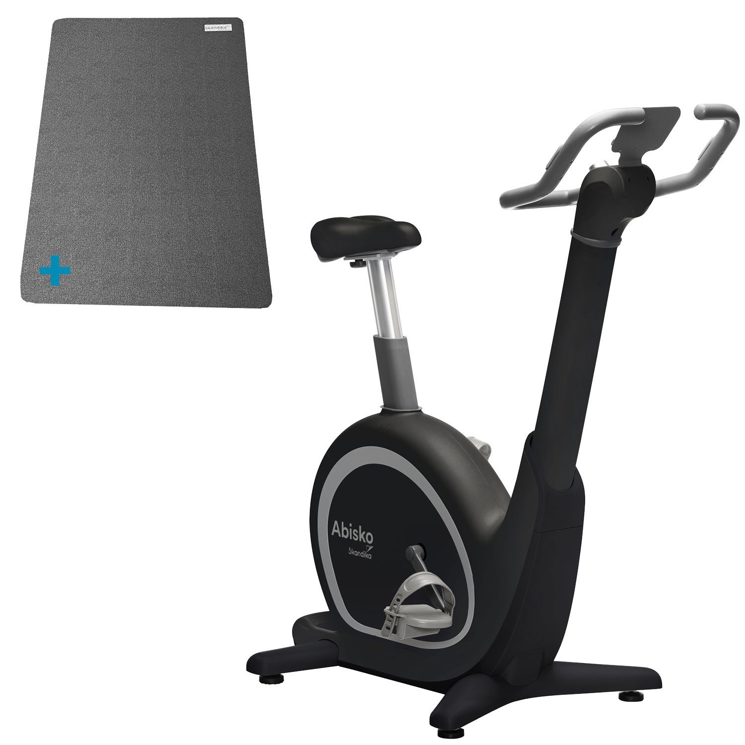 Skandika Heimtrainer Abisko Set (mit Bodenschutzmatte), EMS-Widerstand mit App Steuerung, Auto. Lenker- & Satteleinstellung