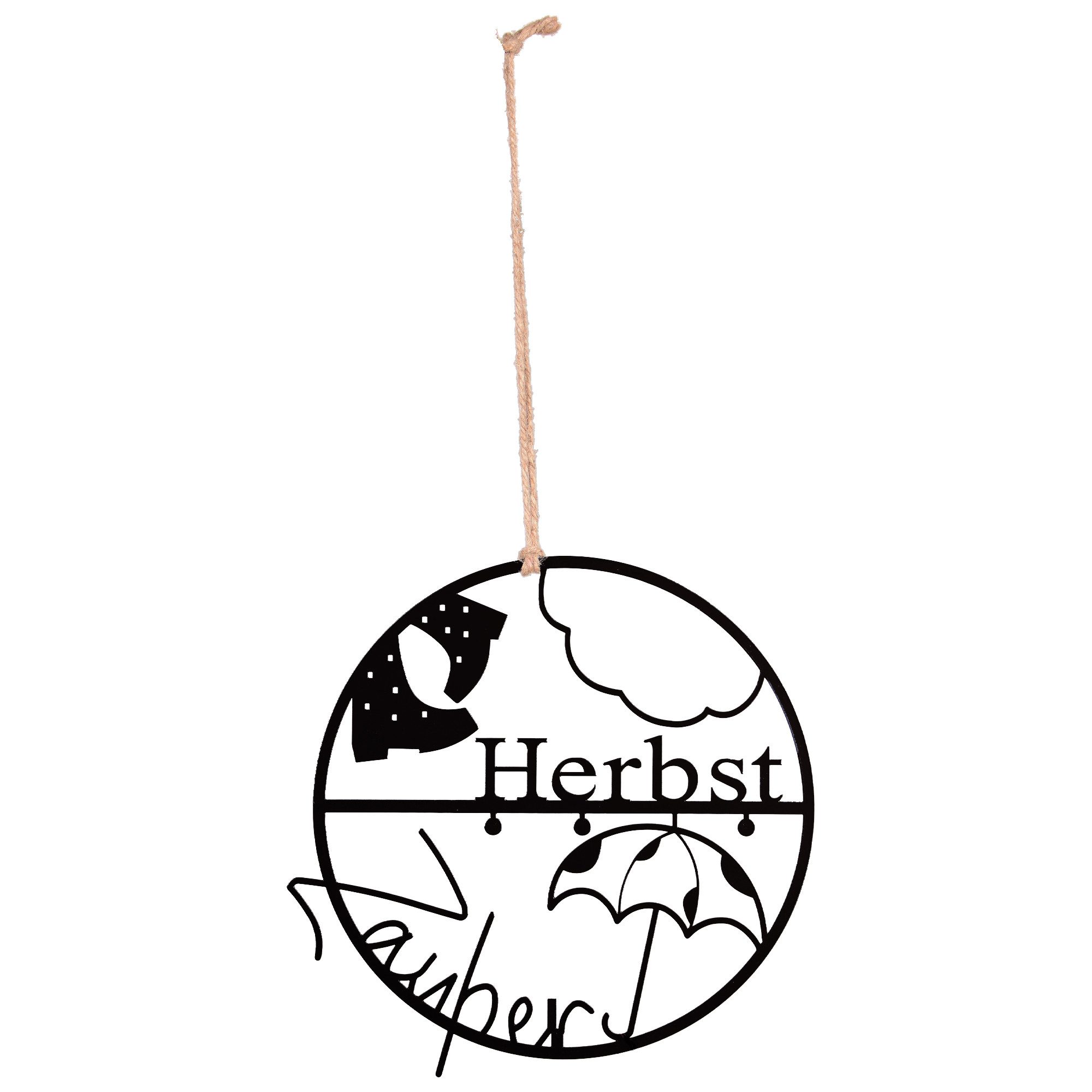 UNUS HOME Wanddekoobjekt Dekohänger Herbst Zauber runder Dekoring (ca. 25 cm, schwarz), Metall-Aufhänger Herbstzauber, Fensterbild, Deko zum Aufhängen