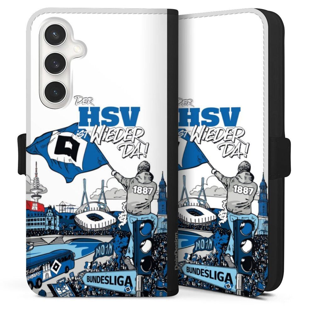 DeinDesign Handyhülle Hamburger SV Offizielles Lizenzprodukt Aufstieg, Samsung Galaxy S24 FE 5G Hülle Handy Flip Case Wallet Cover