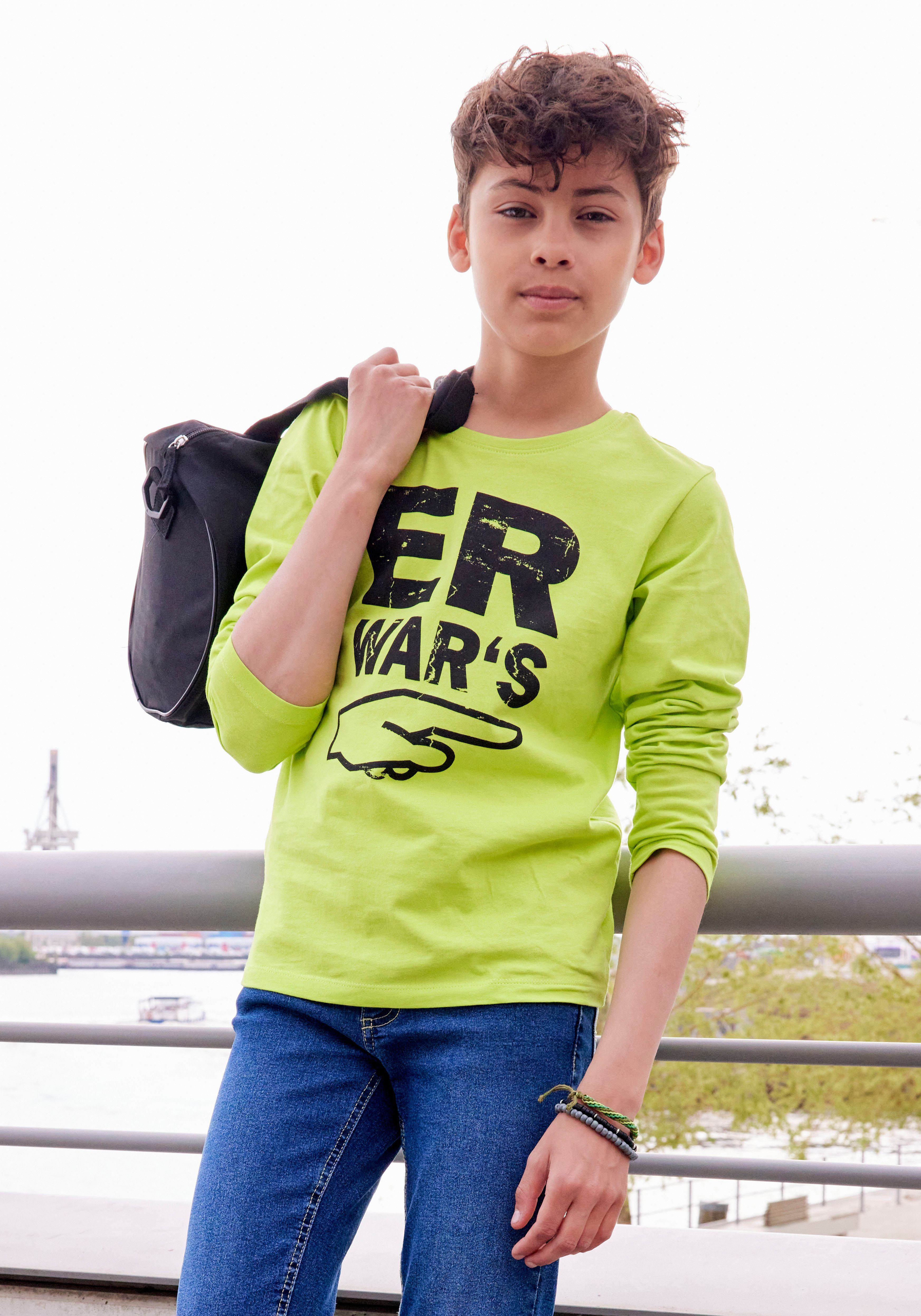 ER KIDSWORLD Langarmshirt Sprücheshirt WAR`S